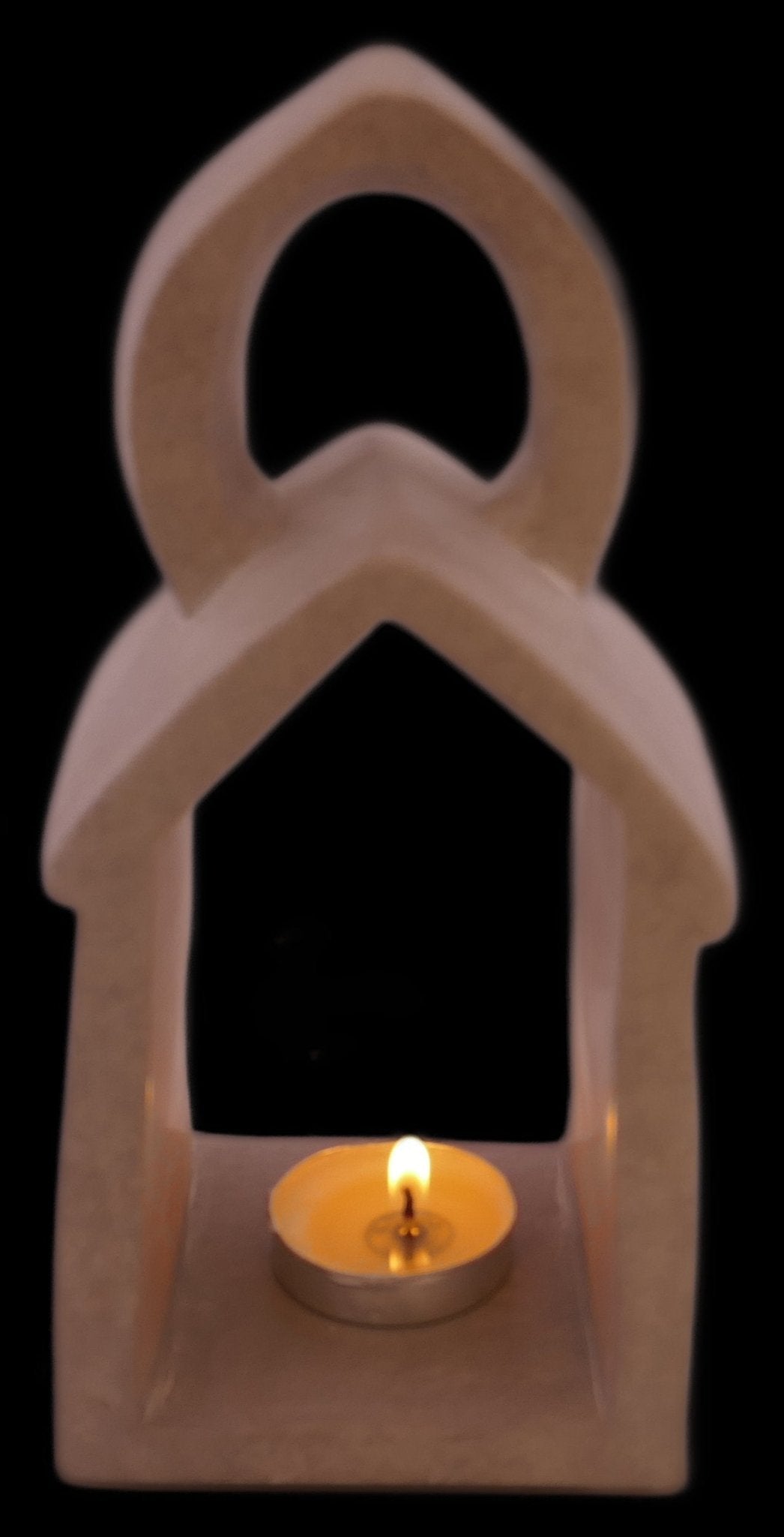 Lantern Design Tealight Candle Lamp hand made 16cm with Storycard Natural / Grey / Orange - FriendlyTradingCo