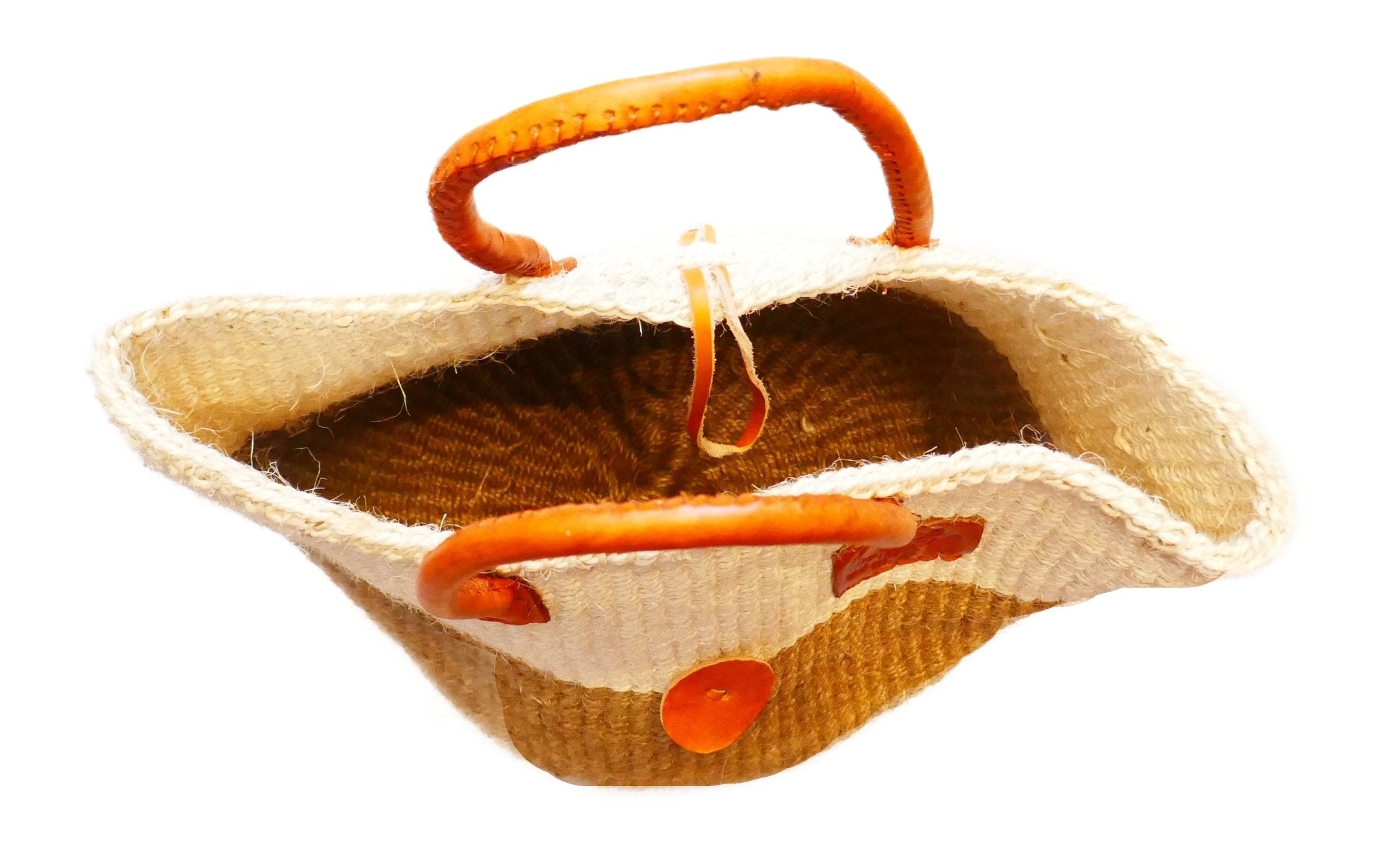 Large African Sisal Tote Bag // Shopping Beach Bag // Leather handles // Wild Animal motif // Naturals - FriendlyTradingCo