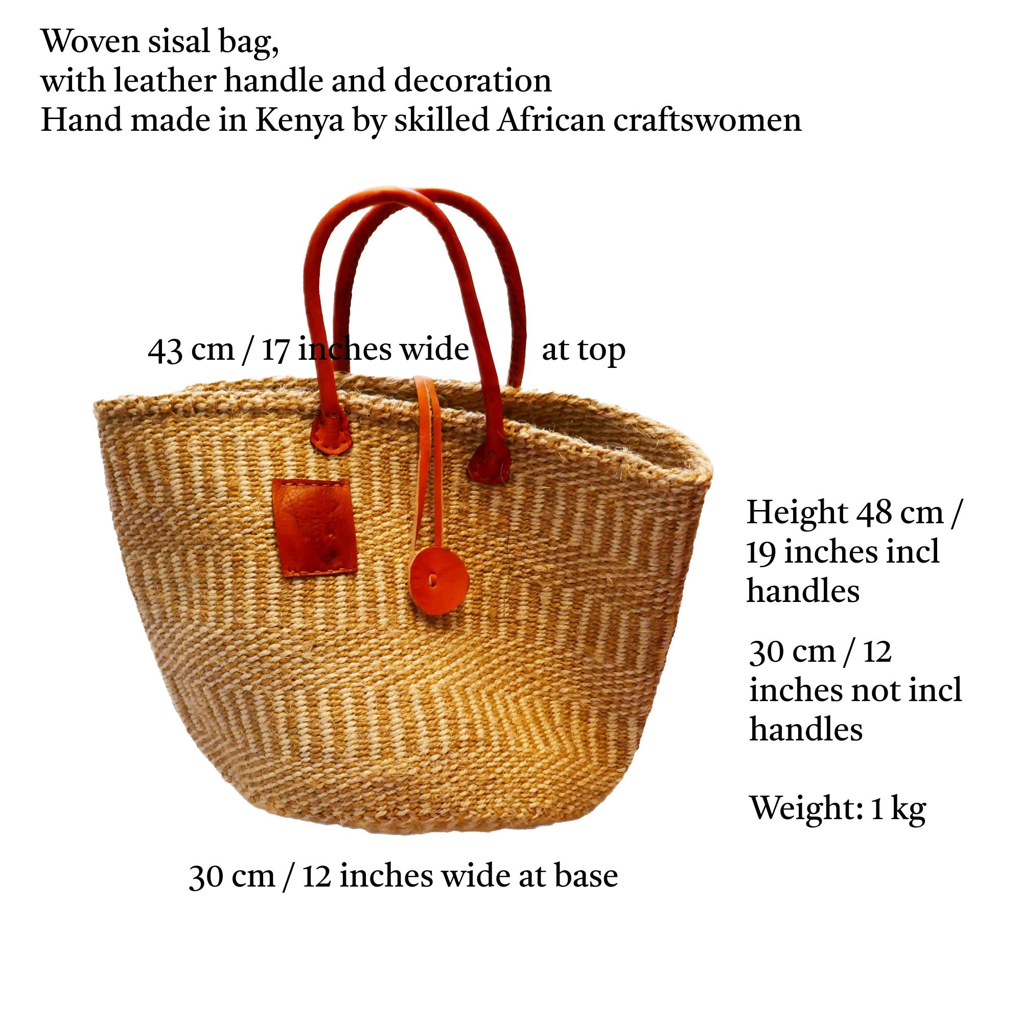 Large African Sisal Tote Bag // Shopping Beach Bag // Leather handles // Wild Animal motif // Naturals - FriendlyTradingCo