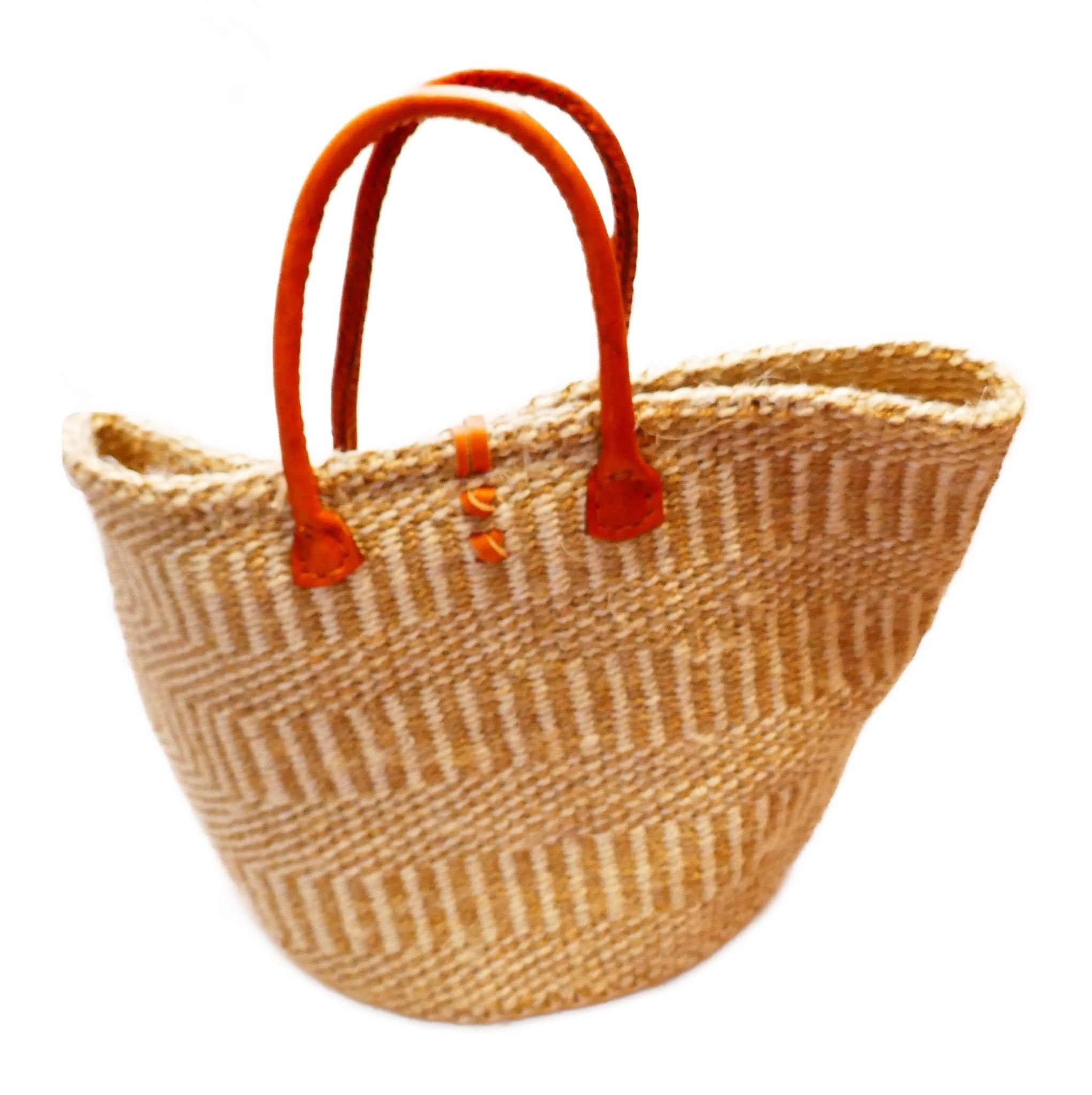 Large African Sisal Tote Bag // Shopping Beach Bag // Leather handles // Wild Animal motif // Naturals - FriendlyTradingCo