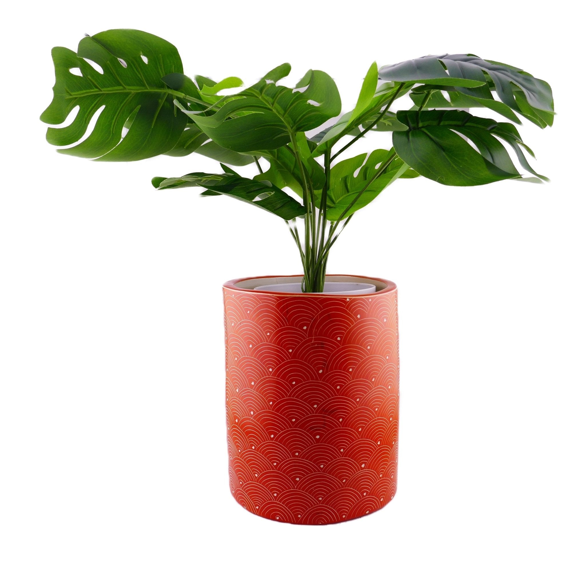 Large Round Stone Planter hand made 18cm 3.2 kg with Storycard many colours - FriendlyTradingCo