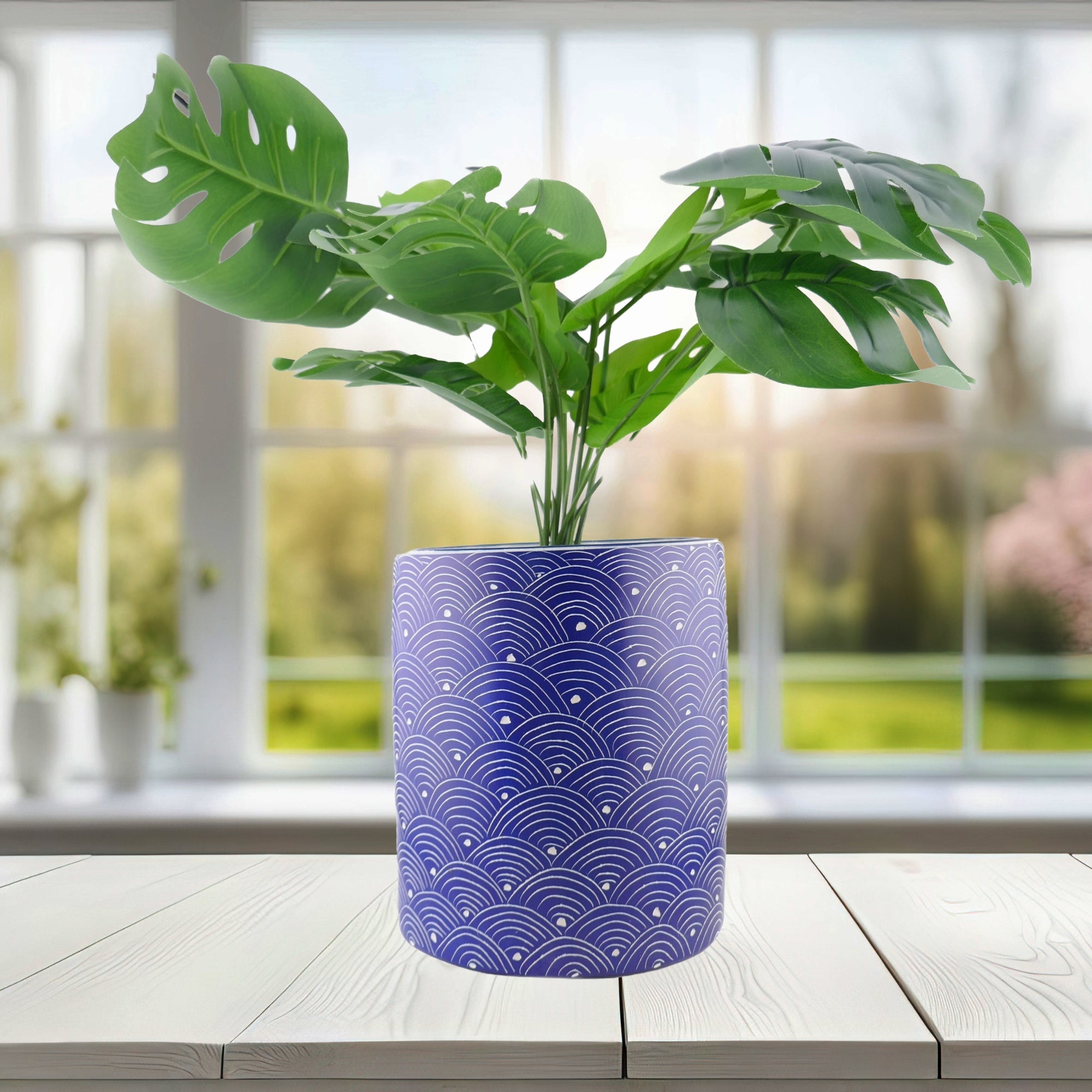 Large Round Stone Planter hand made 18cm 3.2 kg with Storycard many colours - FriendlyTradingCo