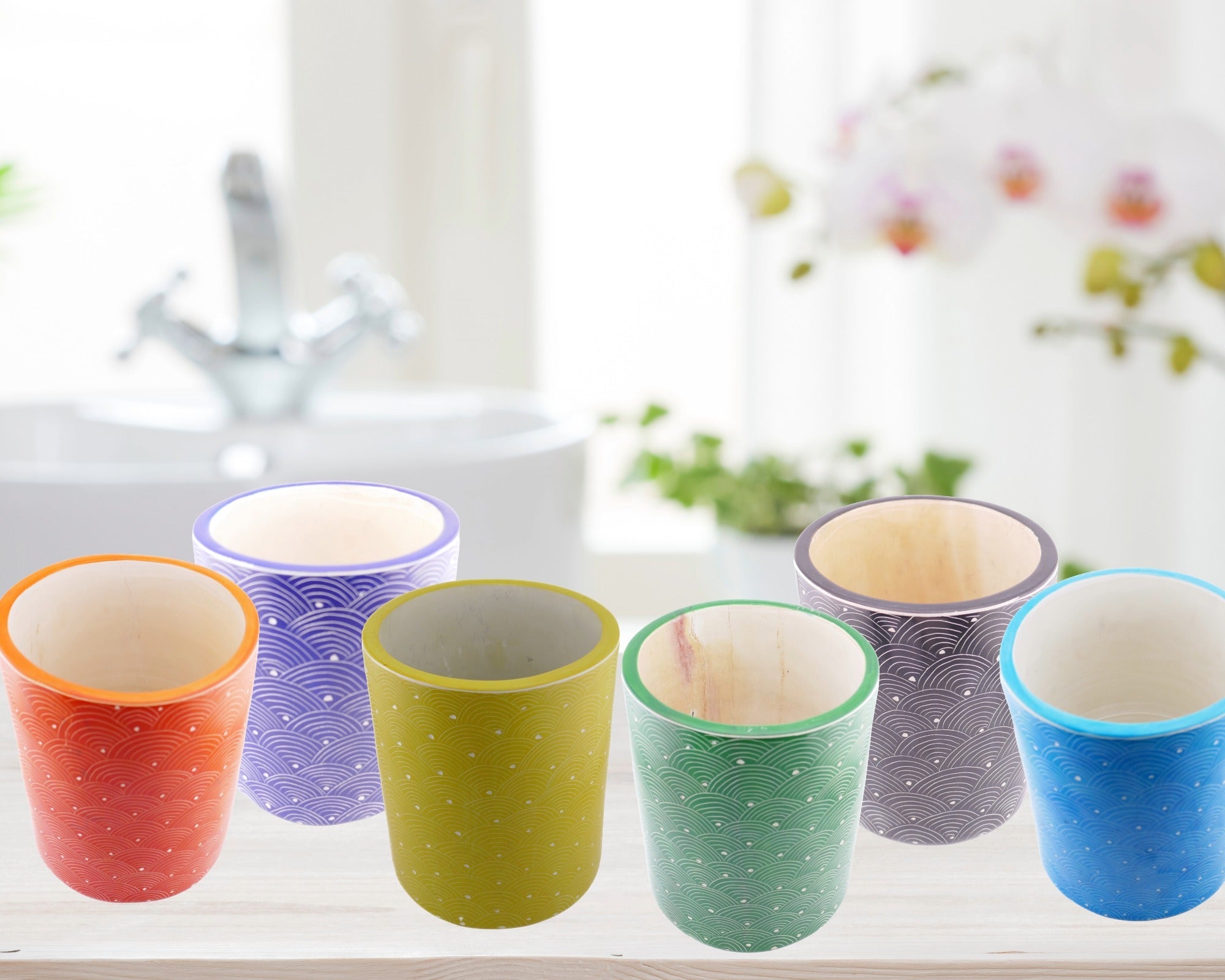 Large Round Stone Storage Pots // Bathroom Storage Pot // Hand made 18cm 3.2 kg // with Storycard // many colours - FriendlyTradingCo