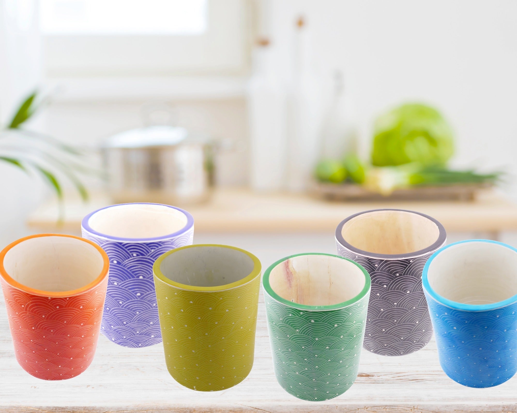 Large Round Stone Storage Pots // Kitchen Storage // Bathroom Storage // Hand made 18cm 3.2 kg // with Storycard // many colours - FriendlyTradingCo