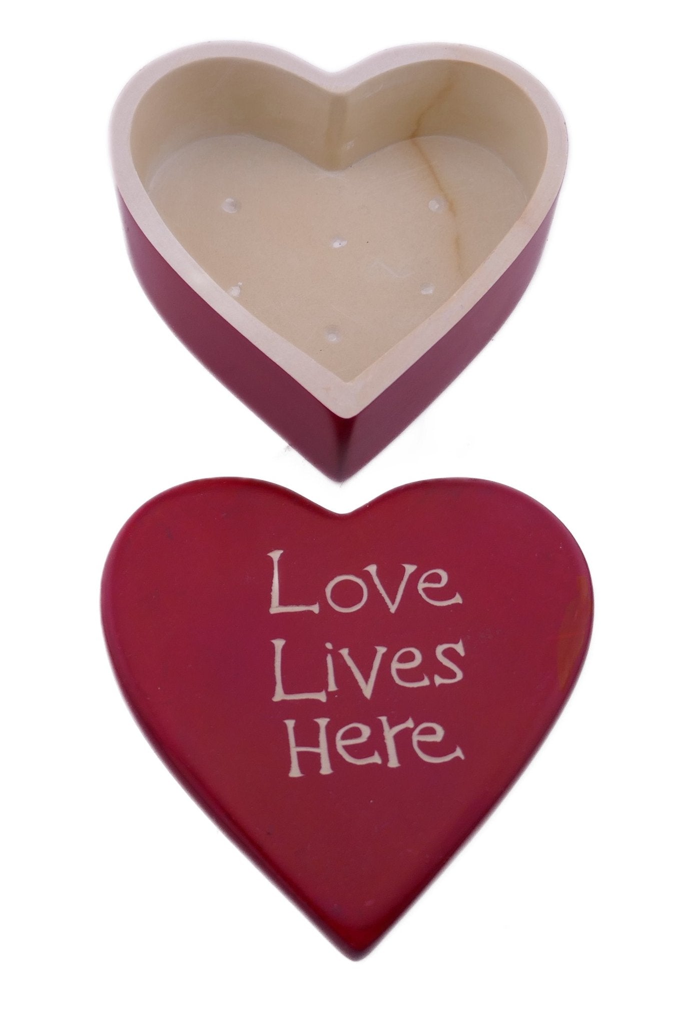 Love Message Handcrafted Stone Jewellery Box 10cm with Storycard - FriendlyTradingCo