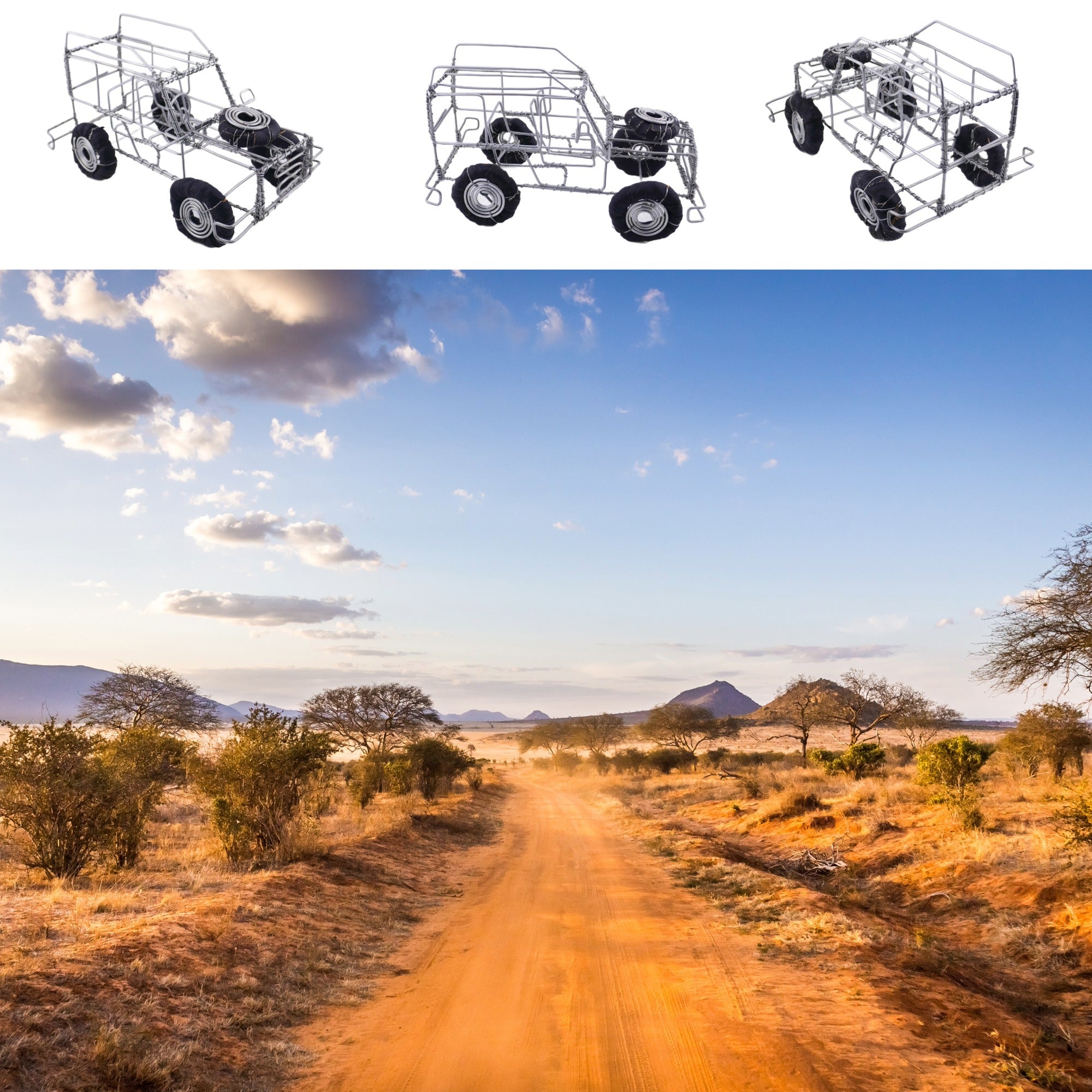 Metal Model Land Rover 4x4 Car African Recycled Wire Art 22 cm with Storycard - FriendlyTradingCo