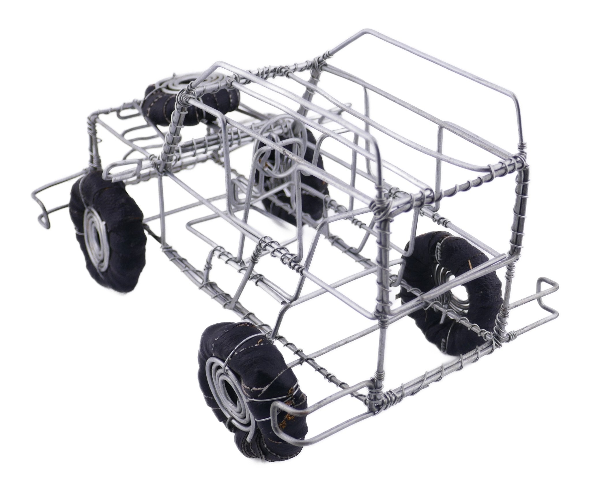 Metal Model Land Rover 4x4 Car African Recycled Wire Art 22 cm with Storycard - FriendlyTradingCo