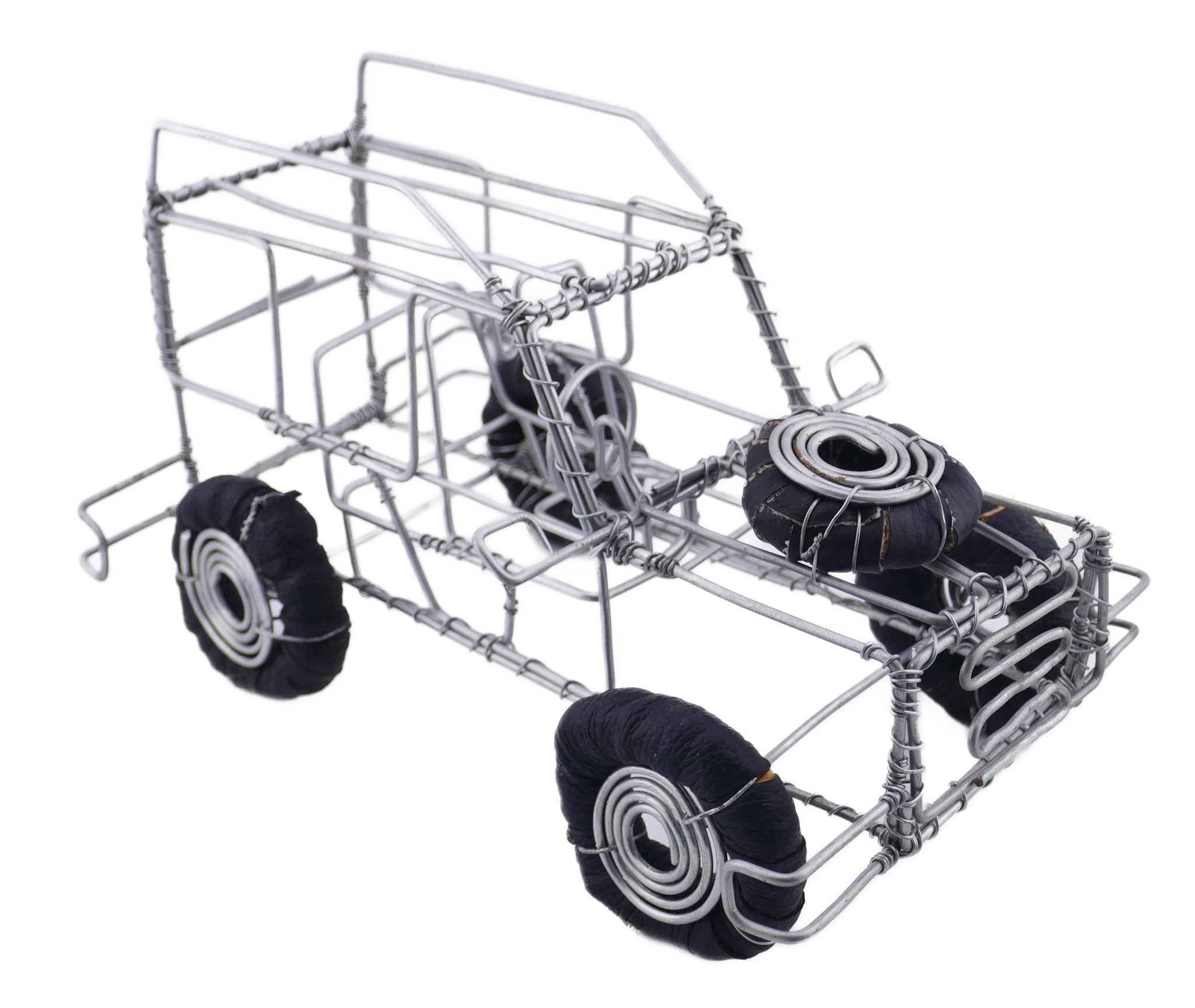 Metal Model Land Rover 4x4 Car African Recycled Wire Art 22 cm with Storycard - FriendlyTradingCo