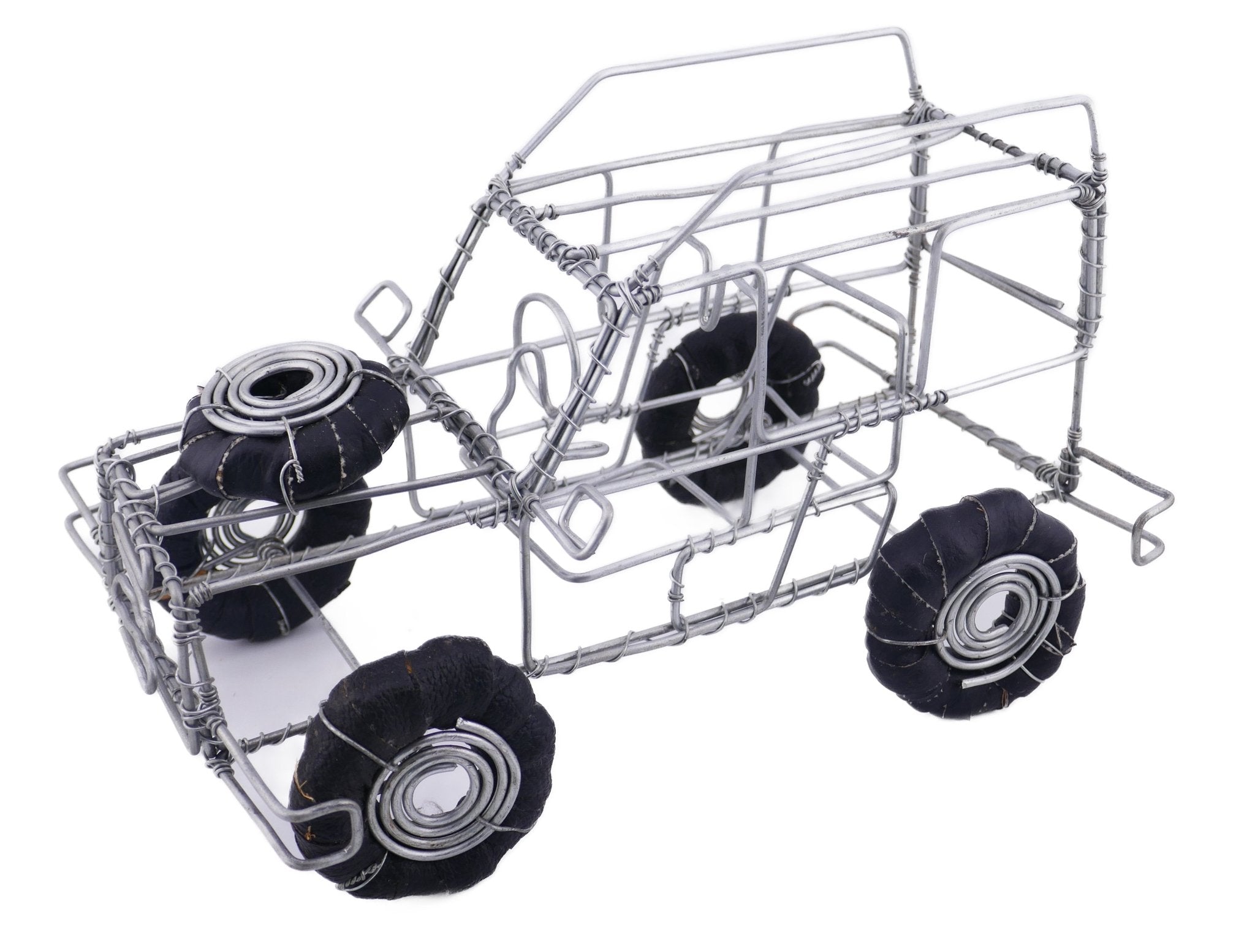 Metal Model Land Rover 4x4 Car African Recycled Wire Art 22 cm with Storycard - FriendlyTradingCo