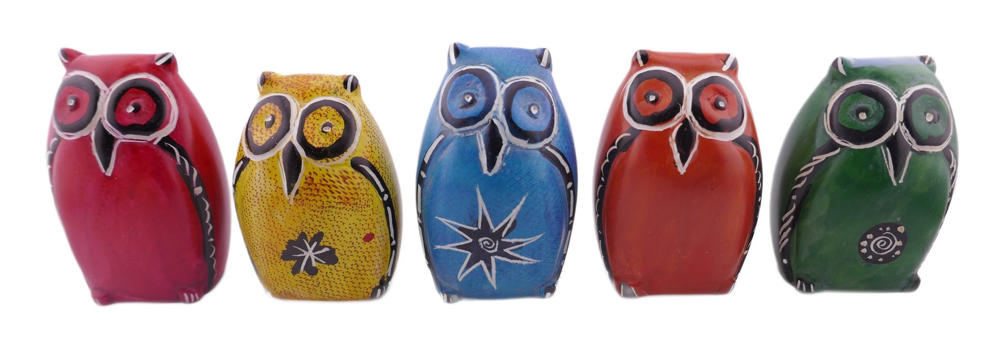 Mini Owl carving in stone Napkin Rings // 4.5 x 3 cm // multi - coloured // with Storycard - FriendlyTradingCo