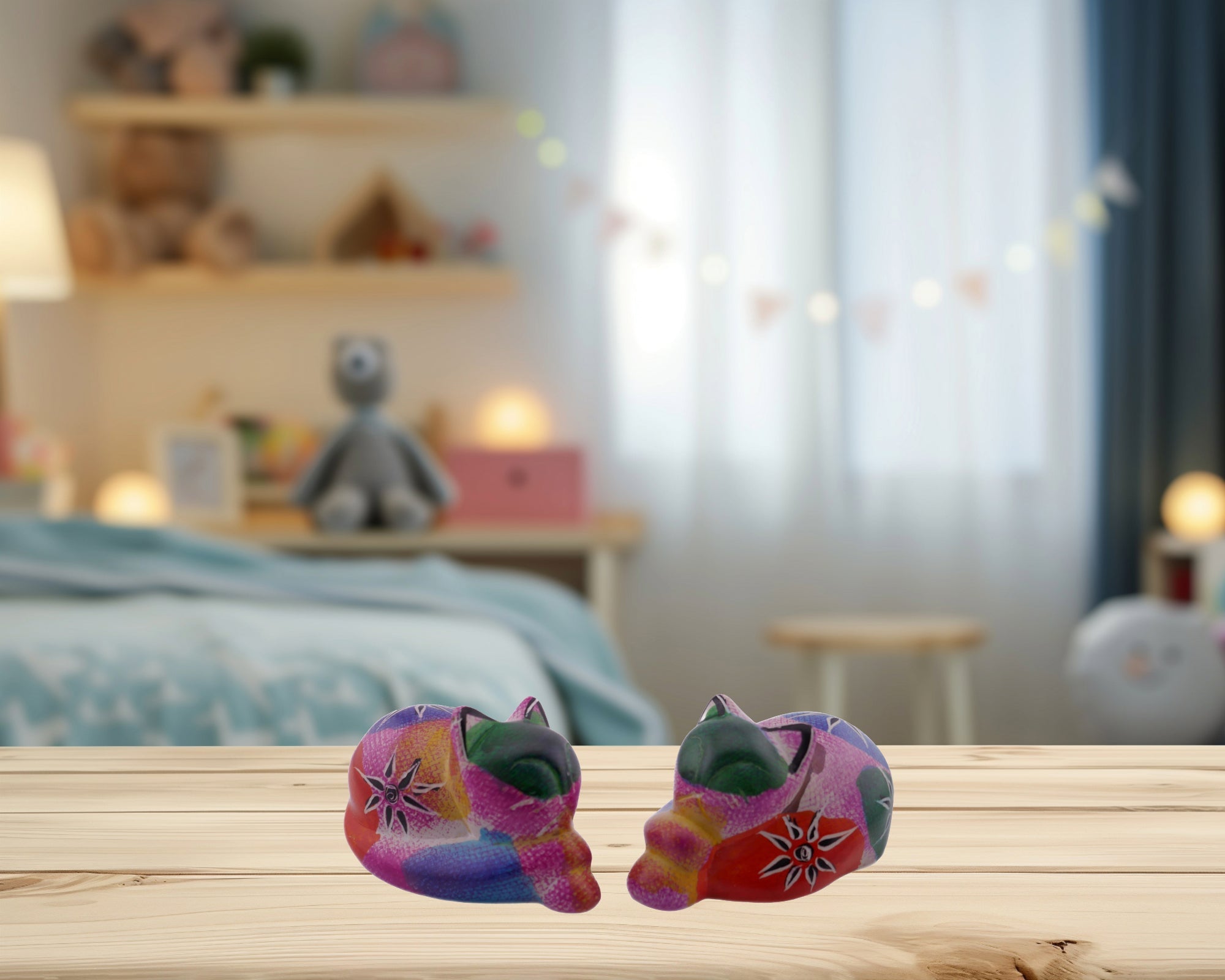 Mini stone Colourful Cat // Handmade Kitten Keepsake // Healing Animal Totem // 8 x 5 cm handcrafted +storycard - FriendlyTradingCo