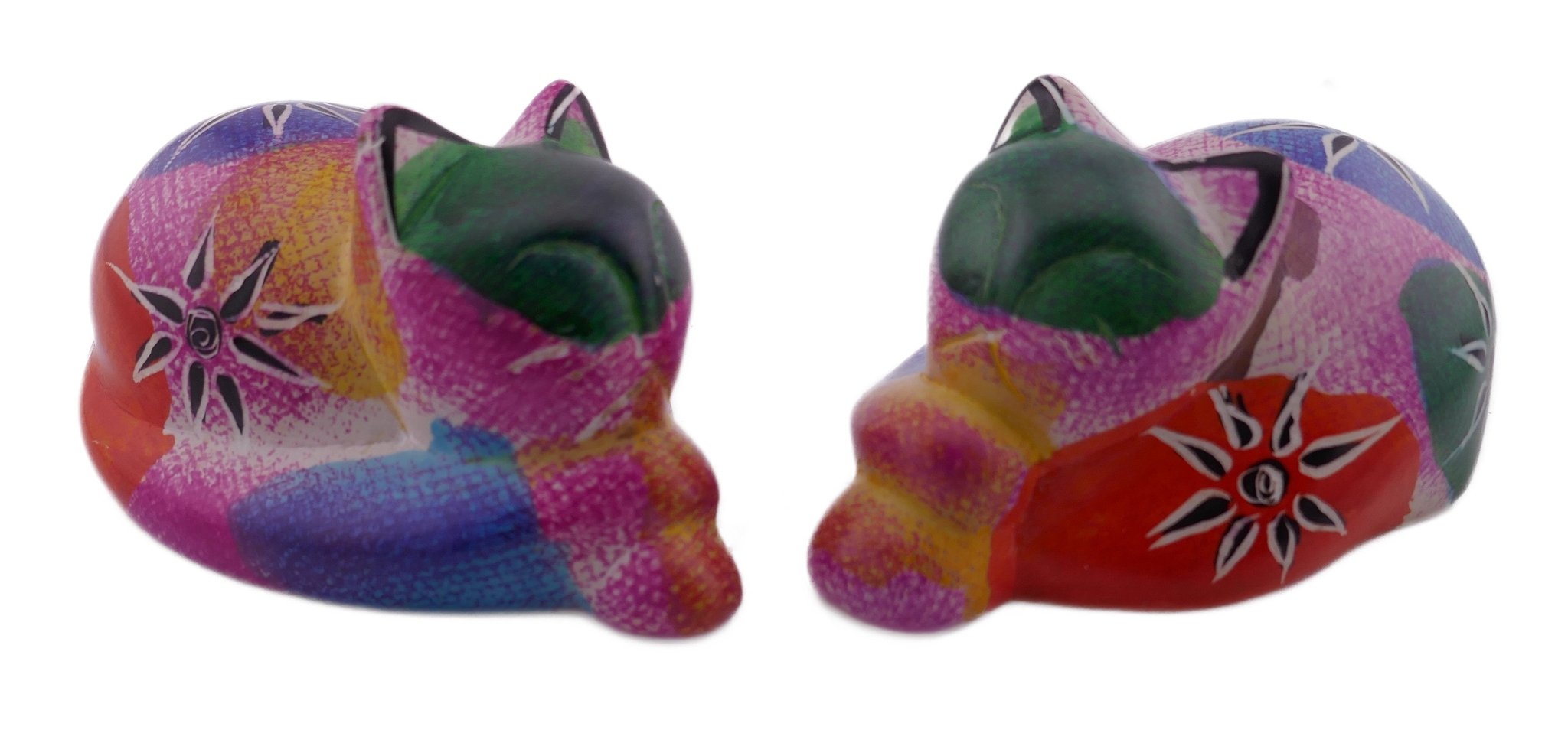 Mini stone Colourful Cat // Handmade Kitten Keepsake // Healing Animal Totem // 8 x 5 cm handcrafted +storycard - FriendlyTradingCo