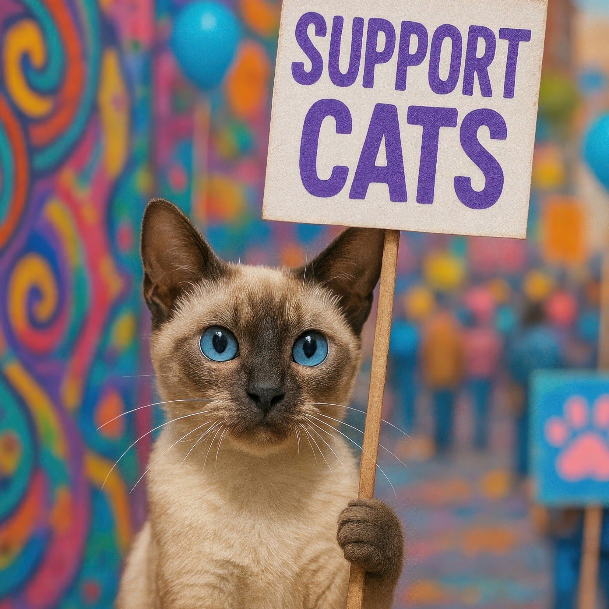 Mini stone Colourful Cat // Handmade Kitten Keepsake // Healing Animal Totem // 8 x 5 cm handcrafted +storycard - FriendlyTradingCo