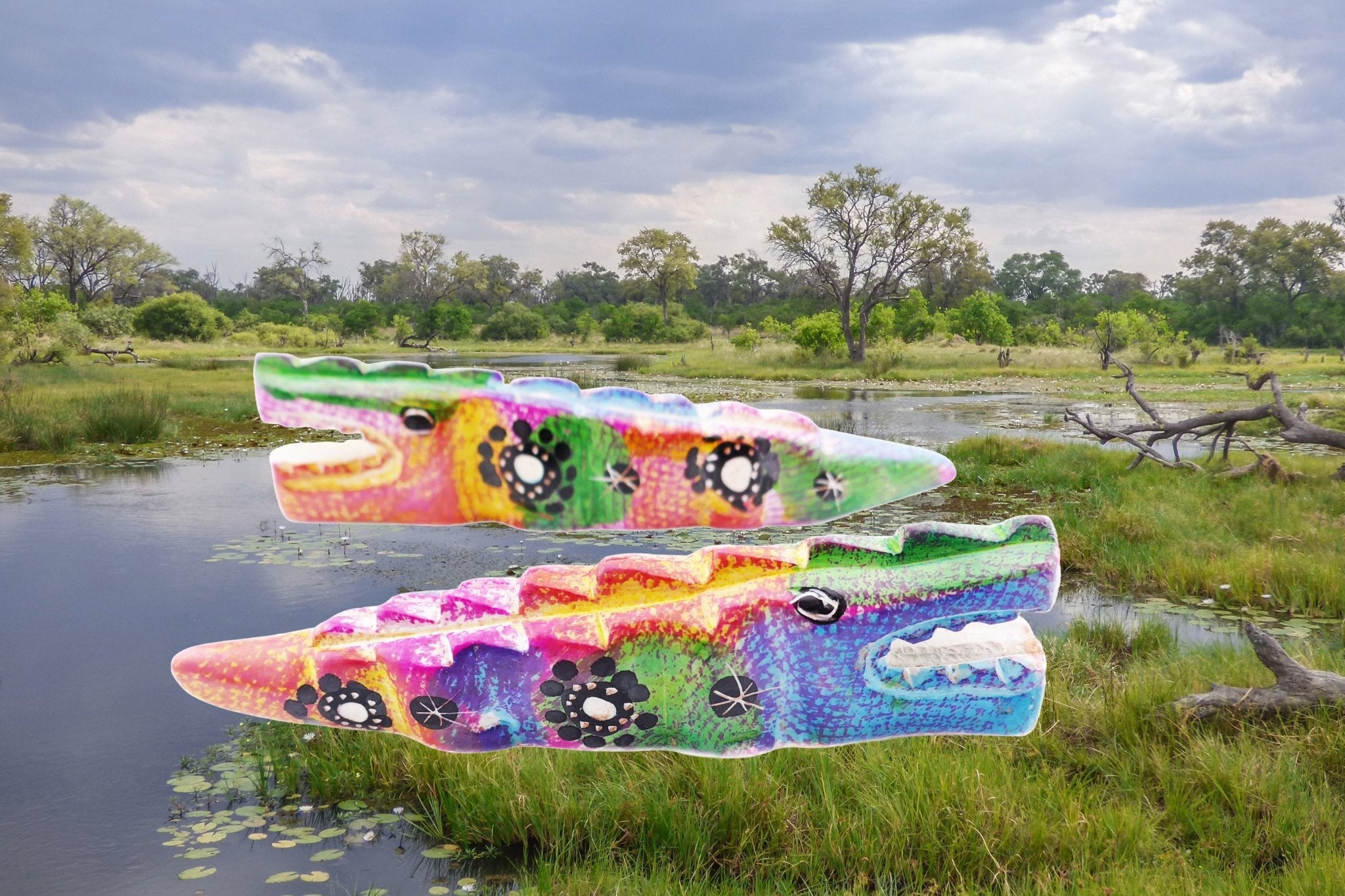 Mini stone Crocodiles // Handmade African Alligators // Healing Animal Totem // 11 cm handcrafted +storycard - FriendlyTradingCo