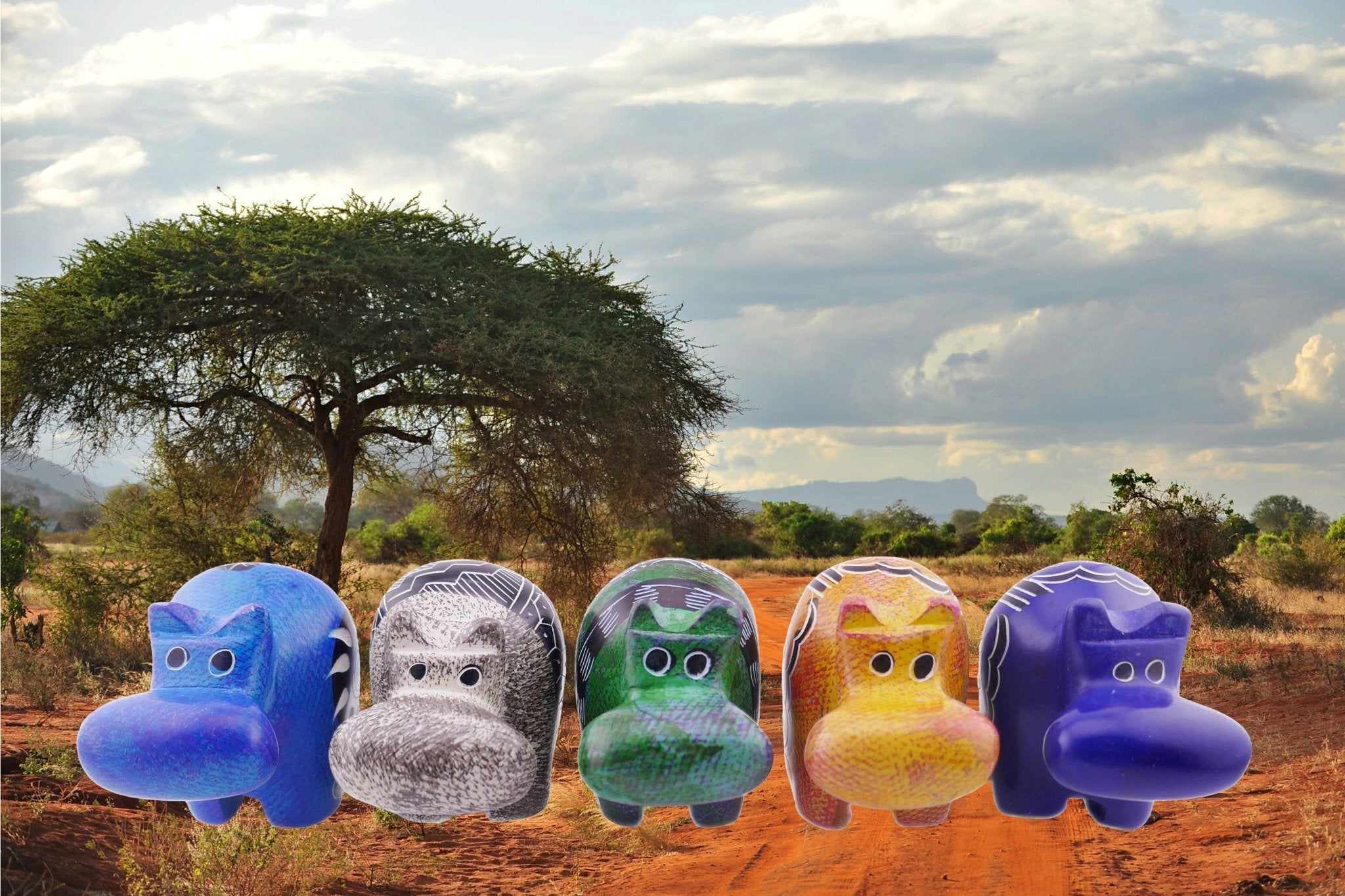 Mini stone Hippo // Handmade African Wild Animal Keepsake // Healing Animal Totem // 8 x 5 cm handcrafted +storycard - FriendlyTradingCo