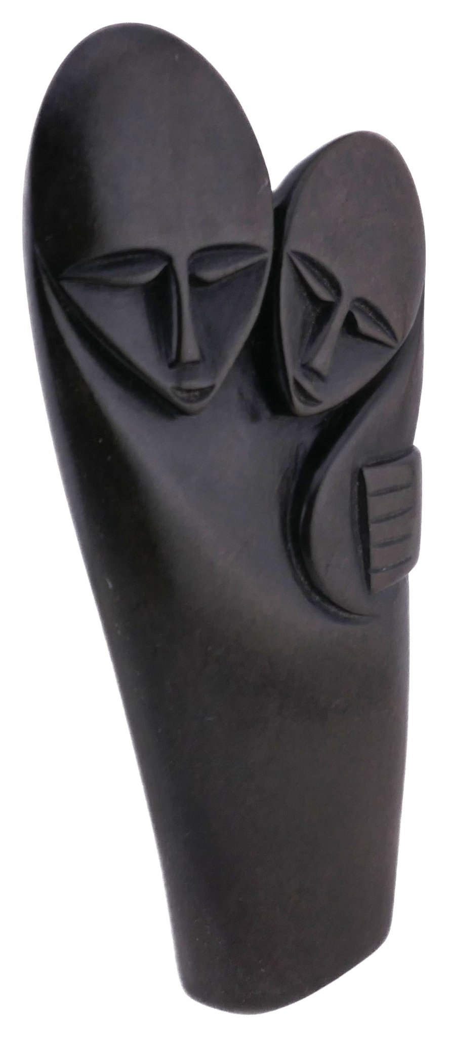 Mother & Child Embrace African Art Serpentine Sculpture 20 cm, Brown, 1kg by Zimbabwe Shona Artists // with Storycard - FriendlyTradingCo