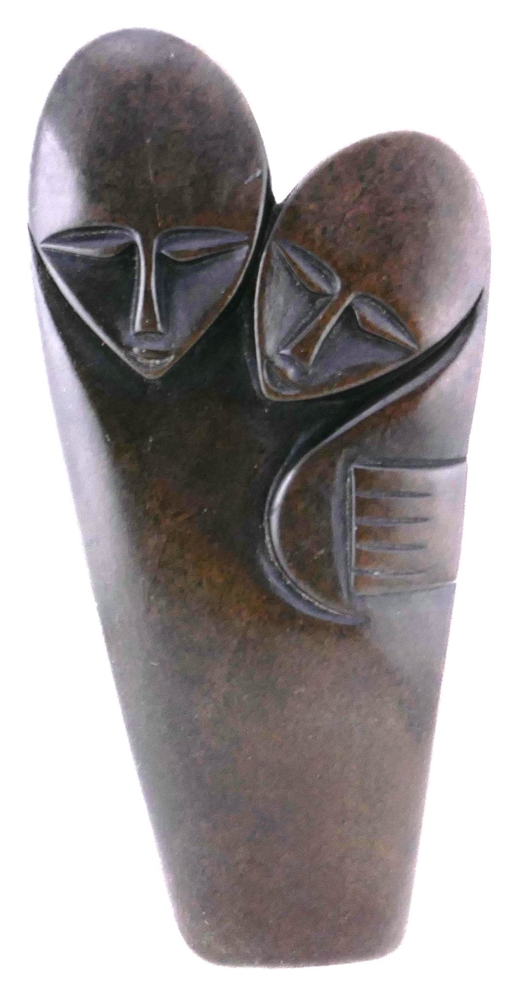 Mother & Child Embrace African Art Serpentine Sculpture 20 cm, Brown, 1kg by Zimbabwe Shona Artists // with Storycard - FriendlyTradingCo