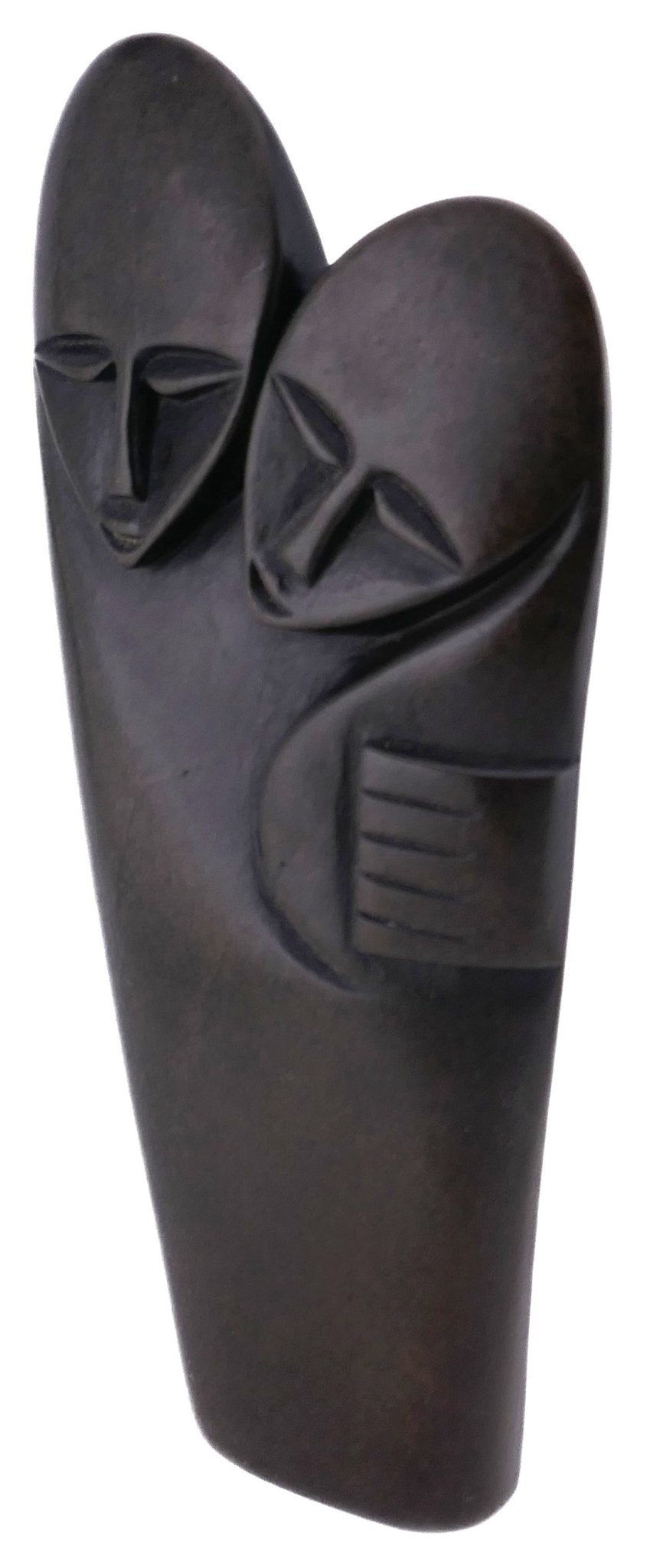 Mother & Child Embrace African Art Serpentine Sculpture 20 cm, Brown, 1kg by Zimbabwe Shona Artists // with Storycard - FriendlyTradingCo