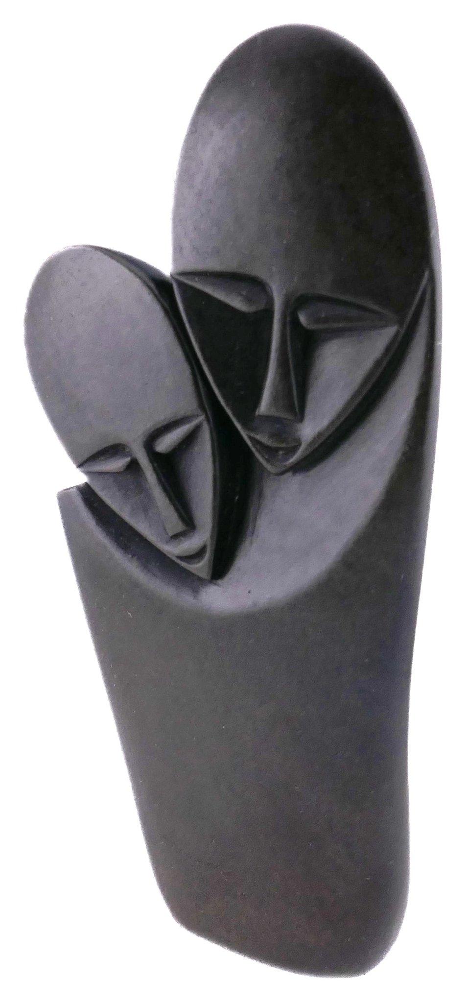 Mother & Child Embrace African Art Serpentine Sculpture 22 cm, Black, 1kg by Zimbabwe Shona Artists // with Storycard - FriendlyTradingCo