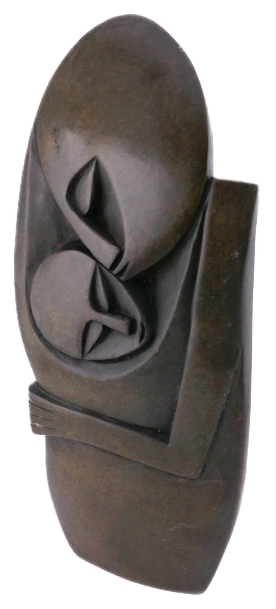 Mother & Child Embrace African Art Serpentine Sculpture 23 cm, 1kg by Zimbabwe Shona Artists // with Storycard - FriendlyTradingCo