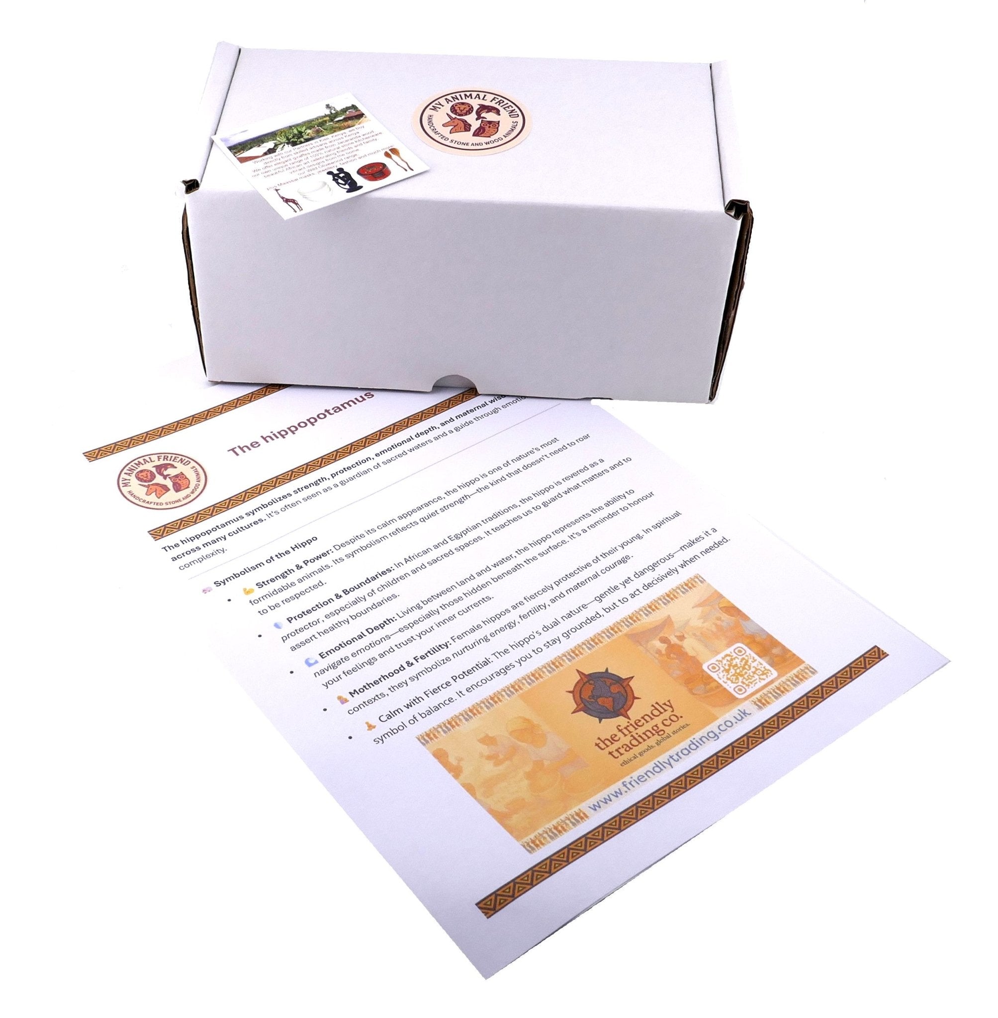 My Animal Friend – Hand - Carved Soapstone Companions // Rhino // Healing Animal Totem // 5 or 10 cm with Gift Box & story card - FriendlyTradingCo