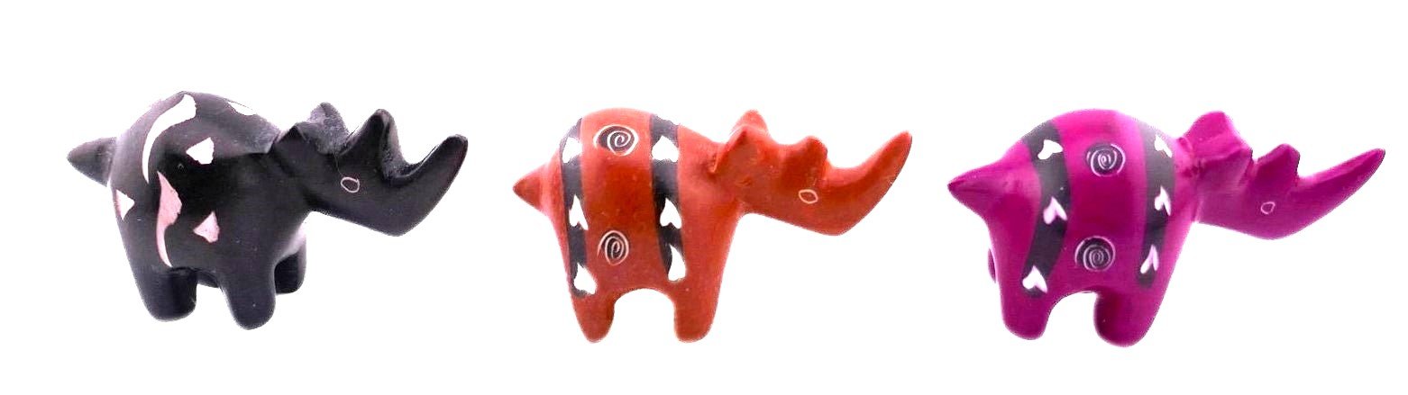 My Animal Friend – Hand - Carved Soapstone Companions // Rhino // Healing Animal Totem // 6 cm with Gift Box & story card - FriendlyTradingCo