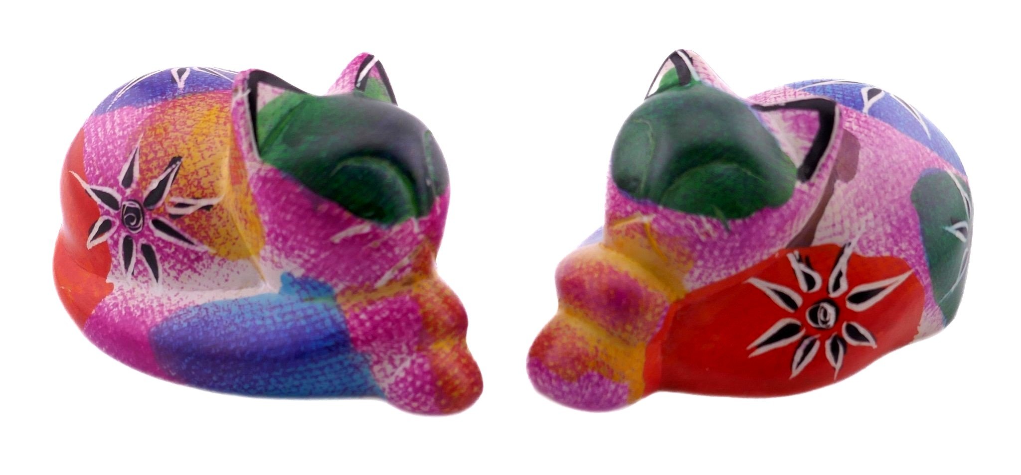My Spirit Animal – Hand - Carved Soapstone Companions // Colourful Cat // Spiritual identity // 8 cm with Gift Box & story card - FriendlyTradingCo