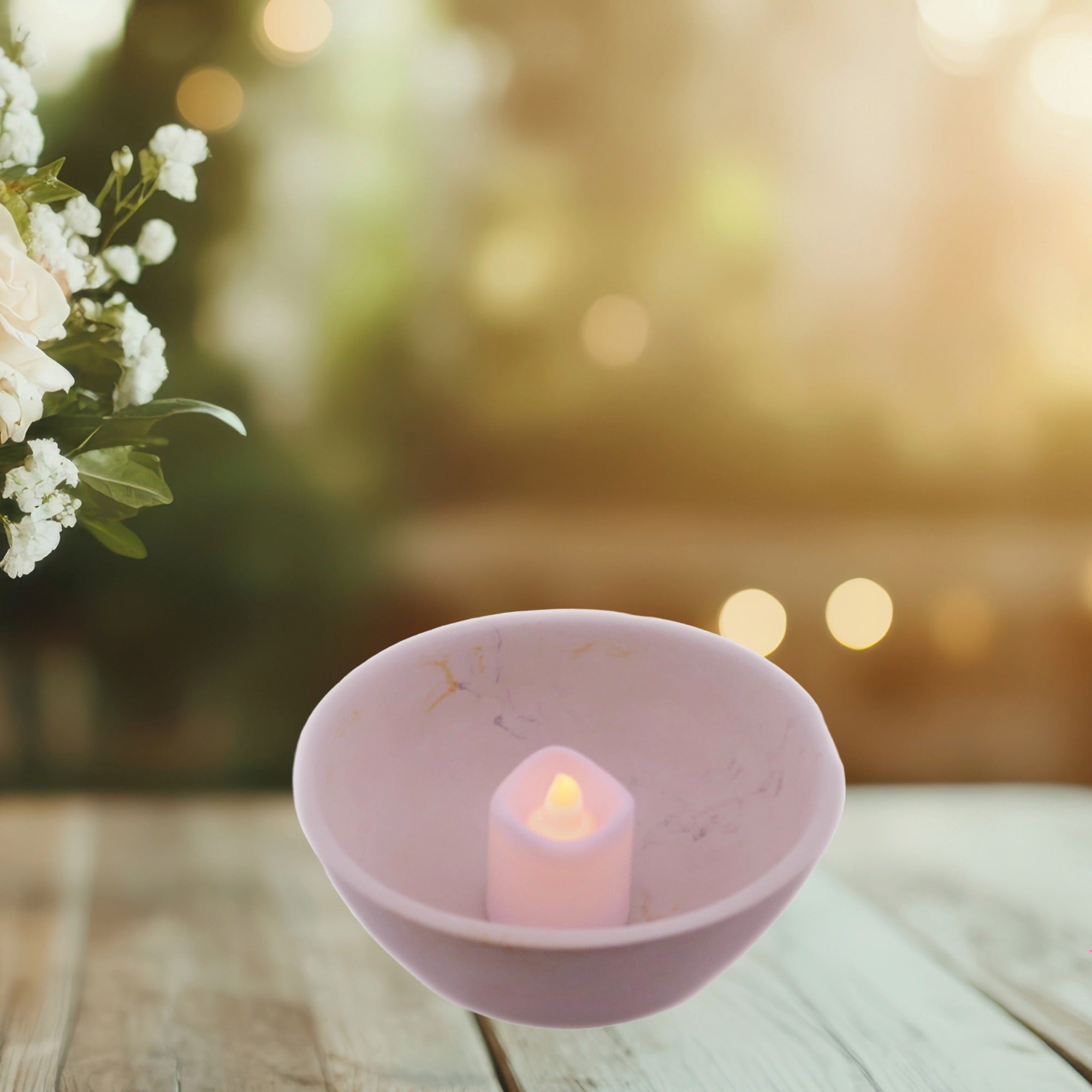 Natural Tealight Bowl // 12 cm / 5 inch // hand made in soapstone // with Storycard - FriendlyTradingCo