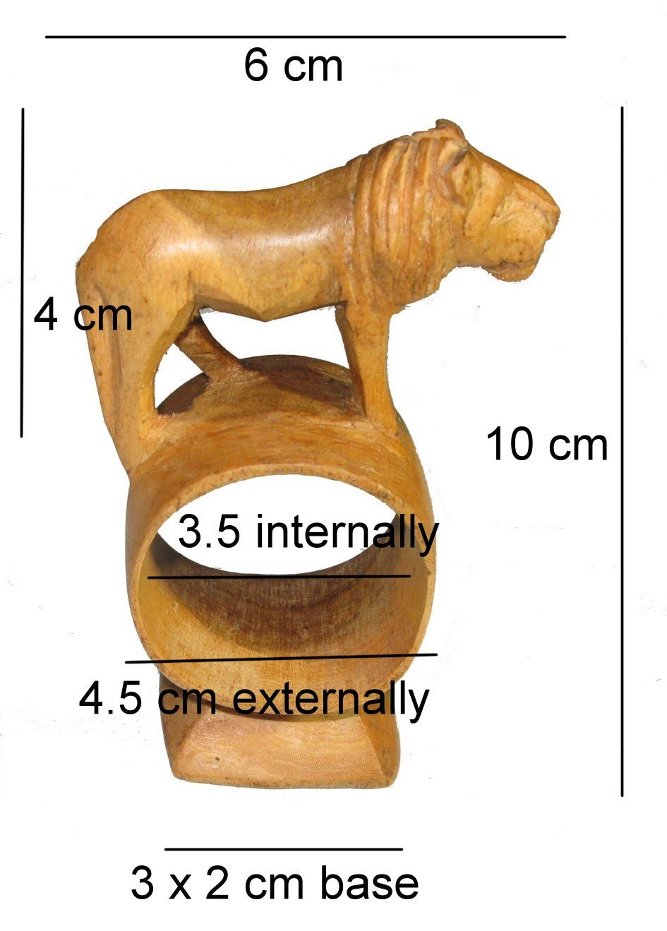 Olive Wood Napkin Ring // Elephant Rhino Lion Giraffe Zebra Leopard Designs // Handcrafted Napkin Holder Set or Single with Story - card - FriendlyTradingCo