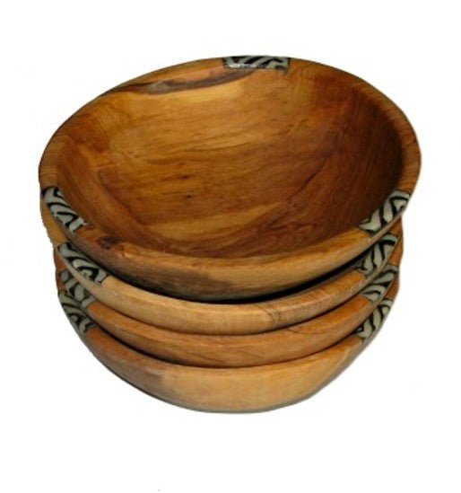 Olivewood Bowl 8 inch 20 cm // Handcrafted Natural Wild Olivewood with Inlay // Plus Story - card - FriendlyTradingCo