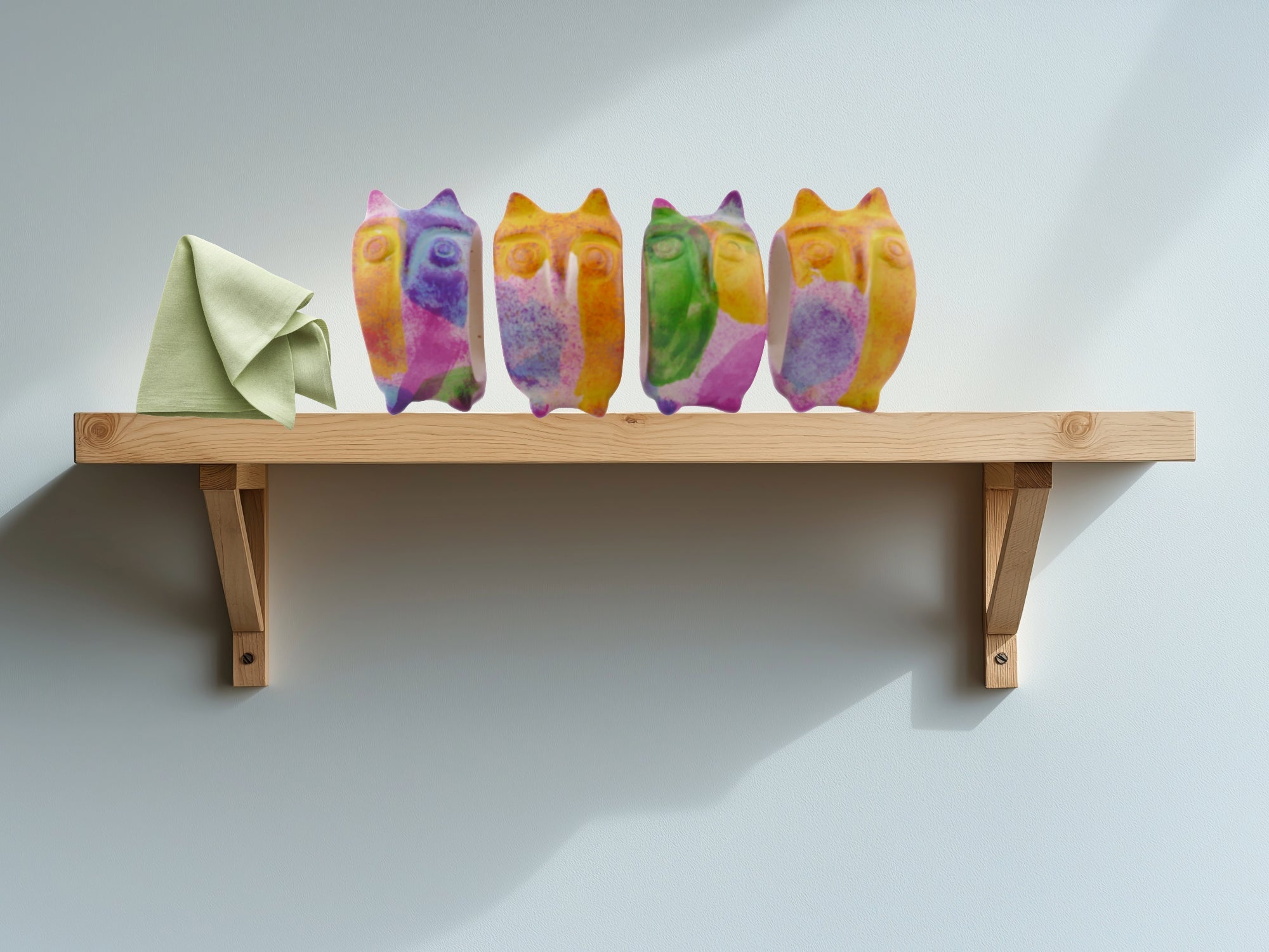 Owl design stone Napkin Rings // 8 cm // multi - coloured // with Storycard - FriendlyTradingCo