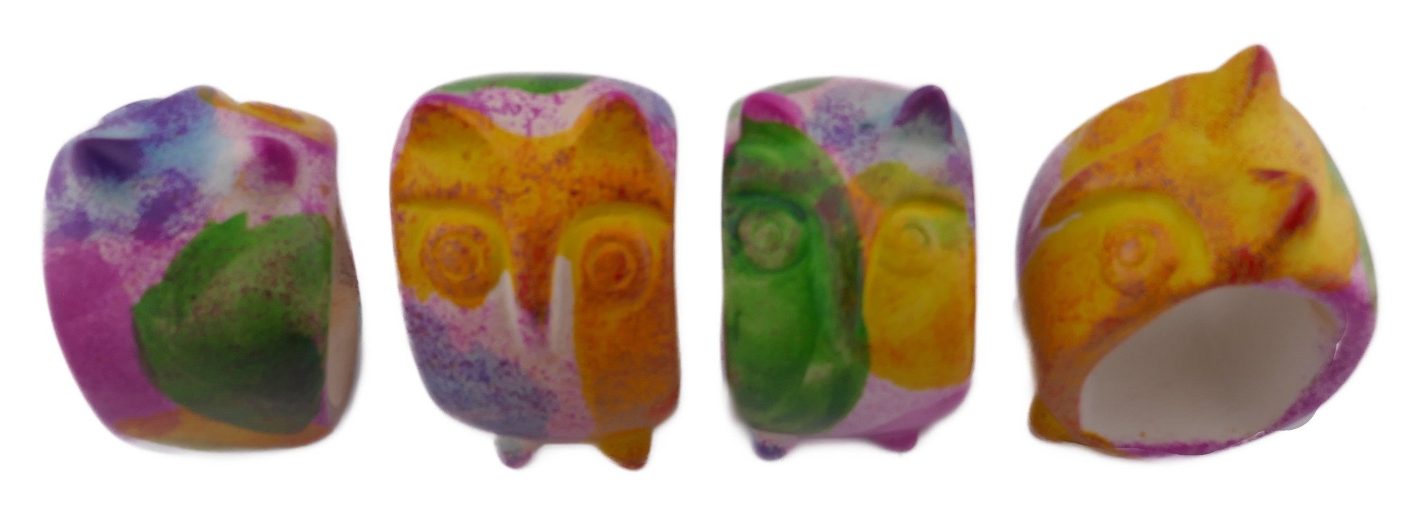 Owl design stone Napkin Rings // 8 cm // multi - coloured // with Storycard - FriendlyTradingCo