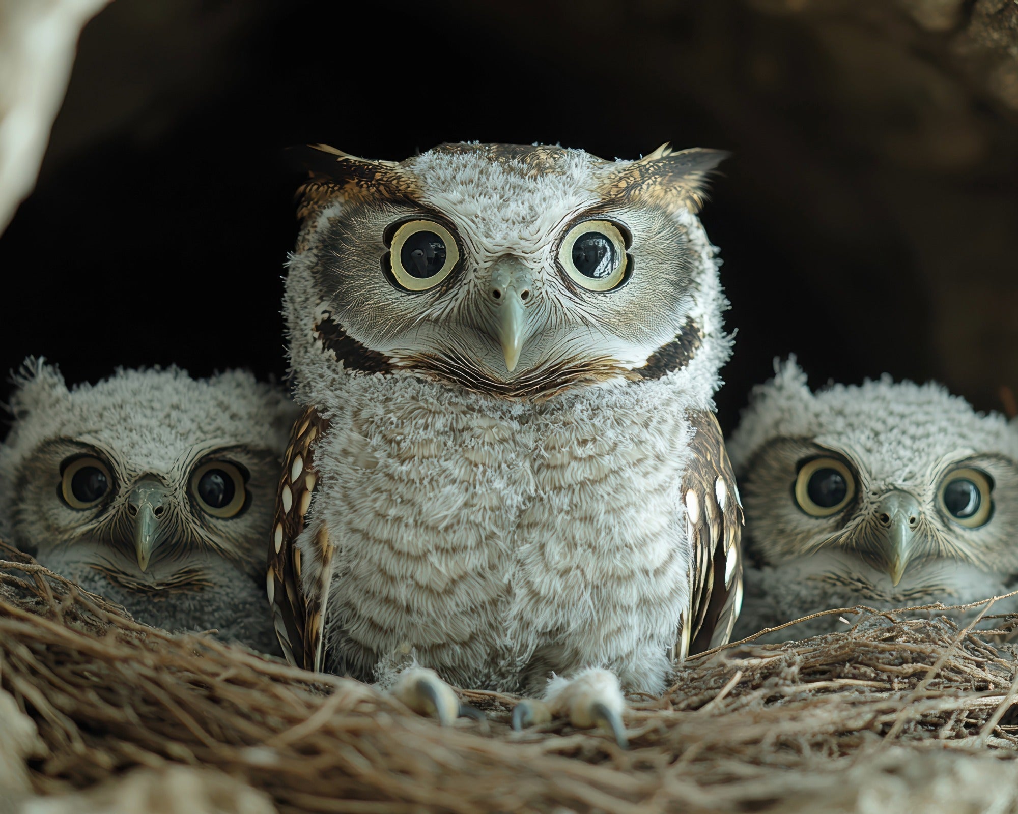 Owl design stone Napkin Rings // 8 cm // multi - coloured // with Storycard - FriendlyTradingCo