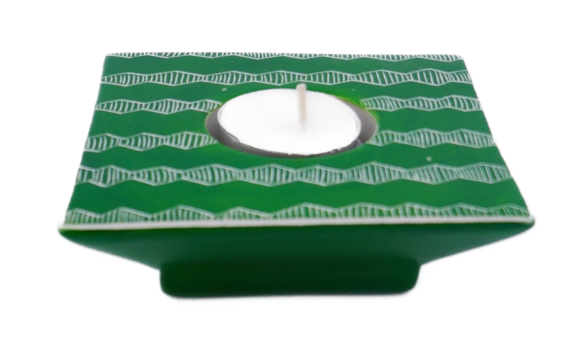 Quad Tealight Holder stone sculpture hand made 10cm Orange or Lush Green with Storycard - FriendlyTradingCo