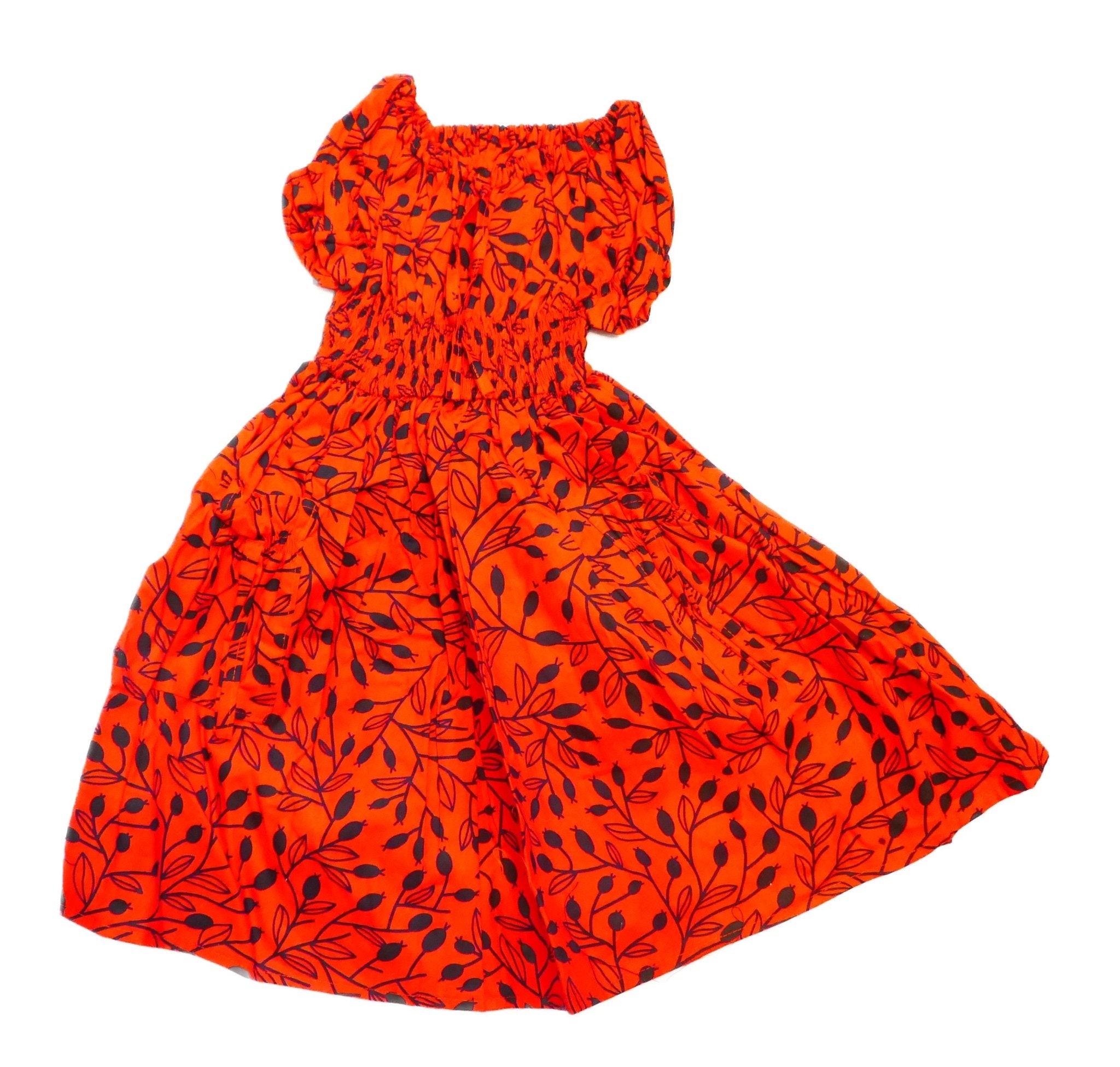 Ruffle Sleeve Square Neck Textured Casual Vacation Dress Girls // African Dashiki colours // Age Guide from 3 - 5 // Design: Sunburst - FriendlyTradingCo