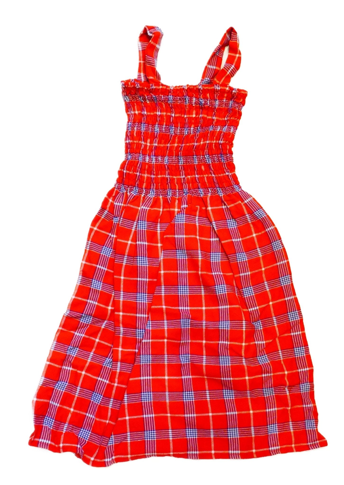 Ruffle Strapped Square Neck Textured Casual Vacation Dress Girls // African Dashiki colours // Age Guide from 3 - 5 // Design: Checked - FriendlyTradingCo