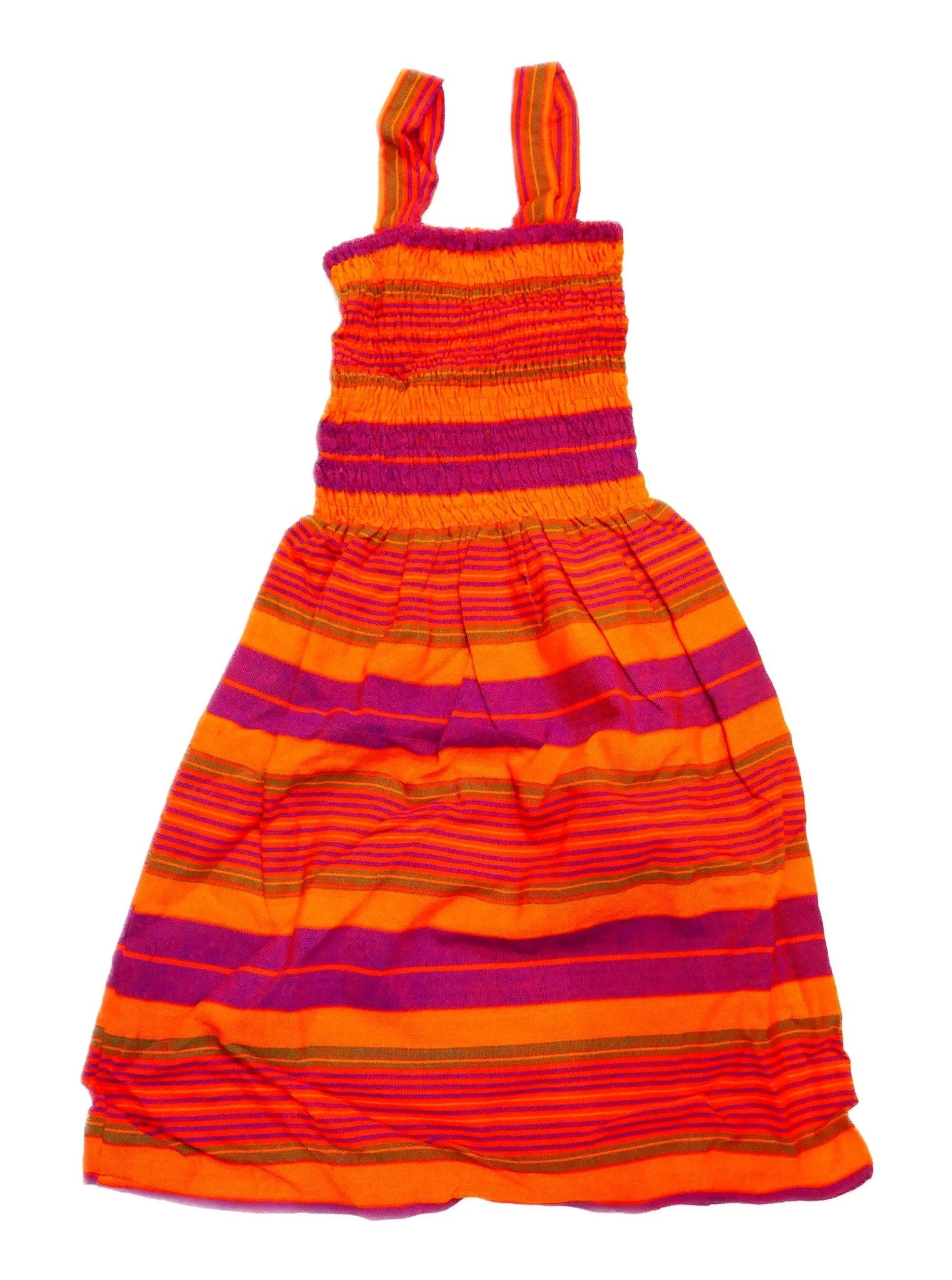 Ruffle Strapped Square Neck Textured Casual Vacation Dress Girls // African Dashiki colours // Age Guide from 3 - 5 // Design: Purple Surprise - FriendlyTradingCo