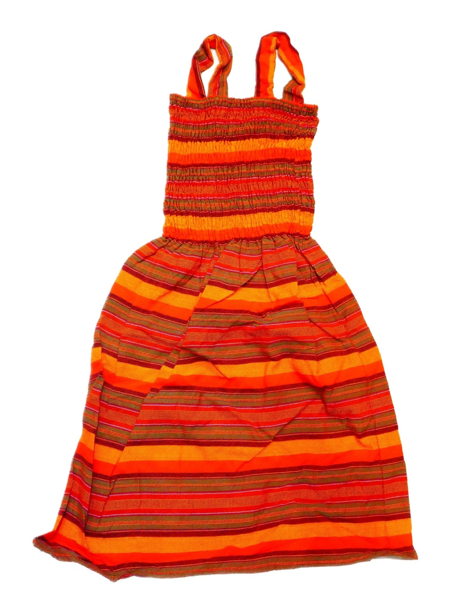 Ruffle Strapped Square Neck Textured Casual Vacation Dress Girls // African Dashiki colours // Age Guide from 3 - 5 // Design: Sunrise - FriendlyTradingCo