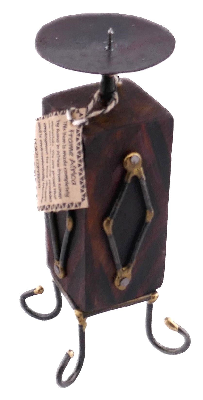 Set of African Wood & Metal Tealight and Candle Holders // Single / Double / Triple // Handcrafted with candle & Storycard - FriendlyTradingCo