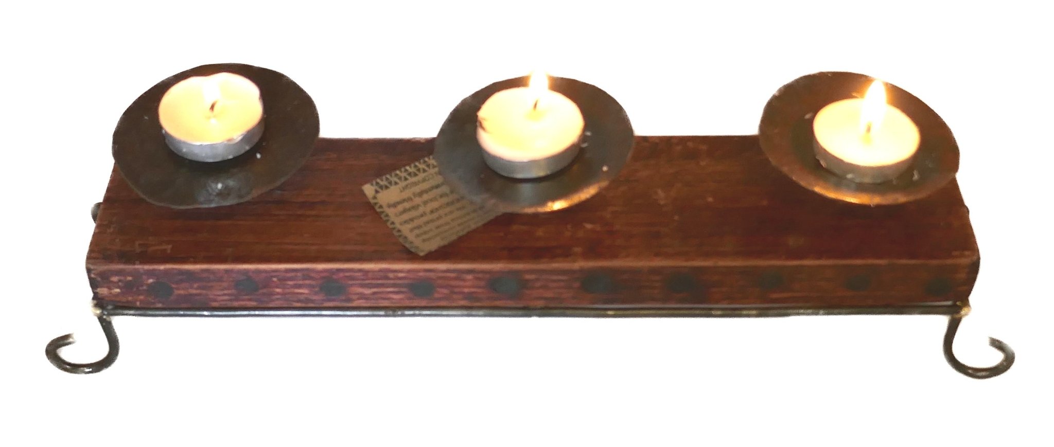 Set of African Wood & Metal Tealight and Candle Holders // Single / Double / Triple // Handcrafted with candle & Storycard - FriendlyTradingCo