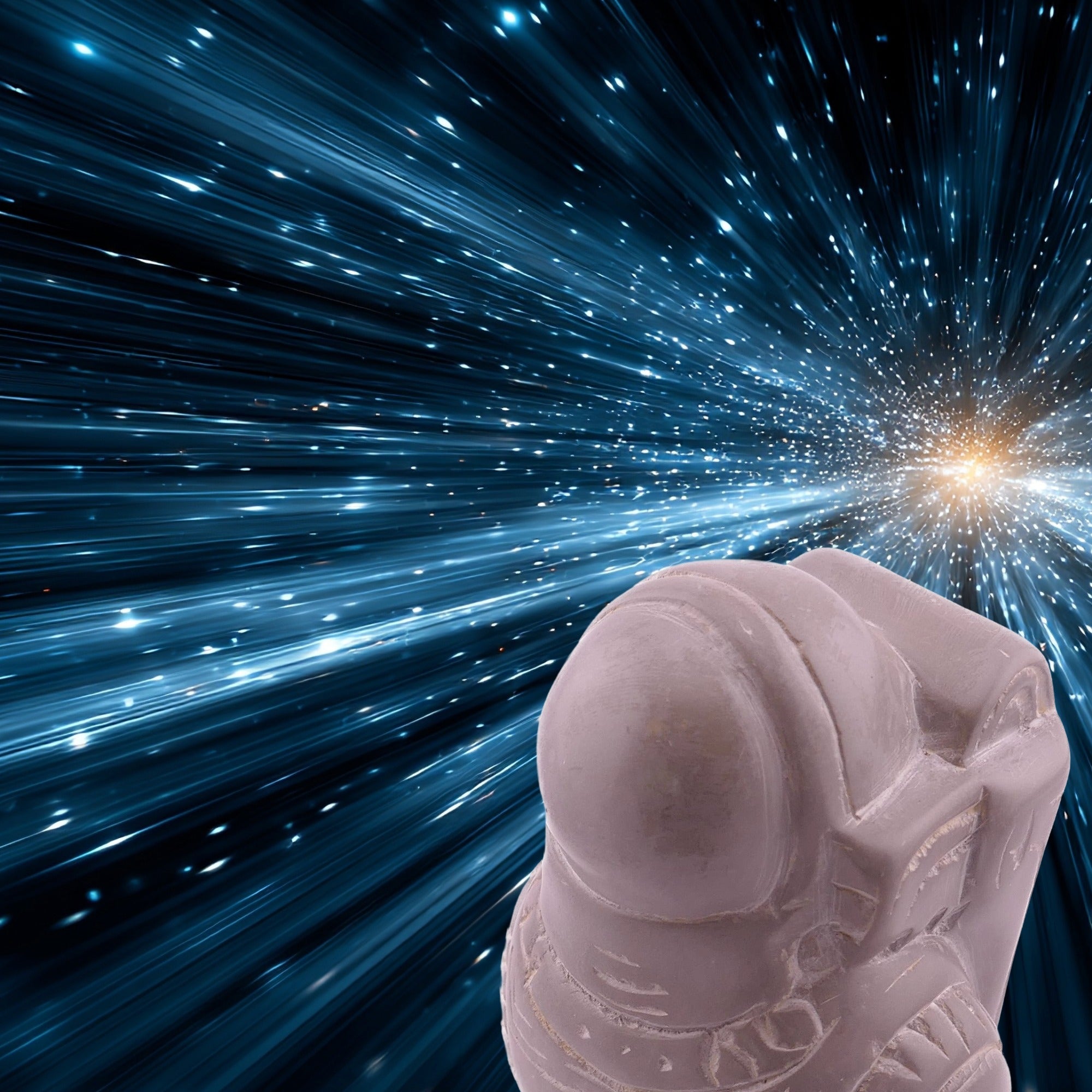 Stone Age Spaceman Sculpture // Hand carved stone sculpture 10 x 8 cm // Created in the birthplace of humanity // +Storycard - FriendlyTradingCo