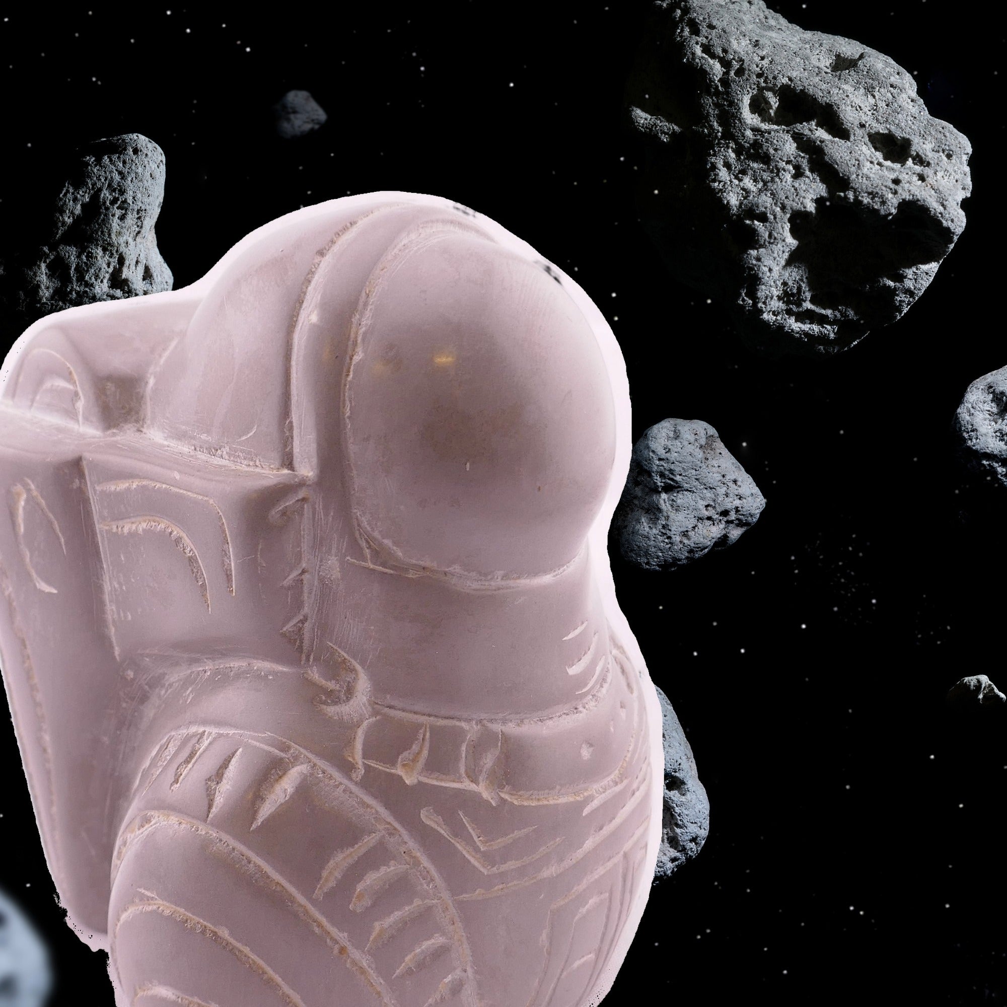 Stone Age Spaceman Sculpture // Hand carved stone sculpture 10 x 8 cm // Created in the birthplace of humanity // +Storycard - FriendlyTradingCo