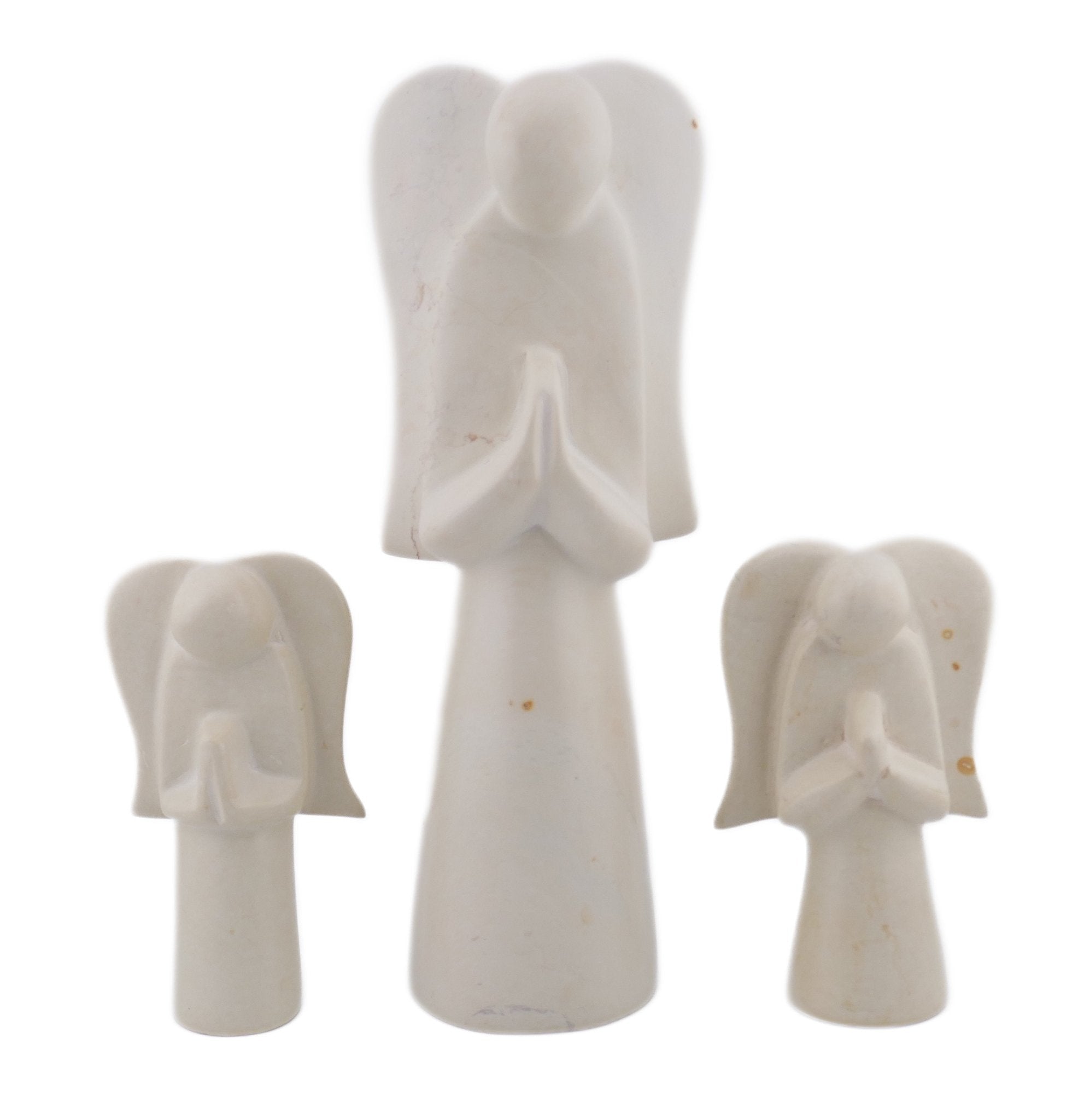 Stone Angel Sculpture spiritual meditation White 20cm and 10cm + Storycard - FriendlyTradingCo