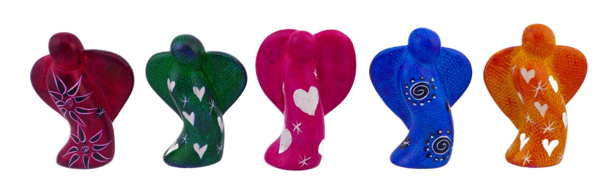 Stone Angel Sculptures calming spiritual meditation coloured 5cm and 7.5cm + Storycard - FriendlyTradingCo