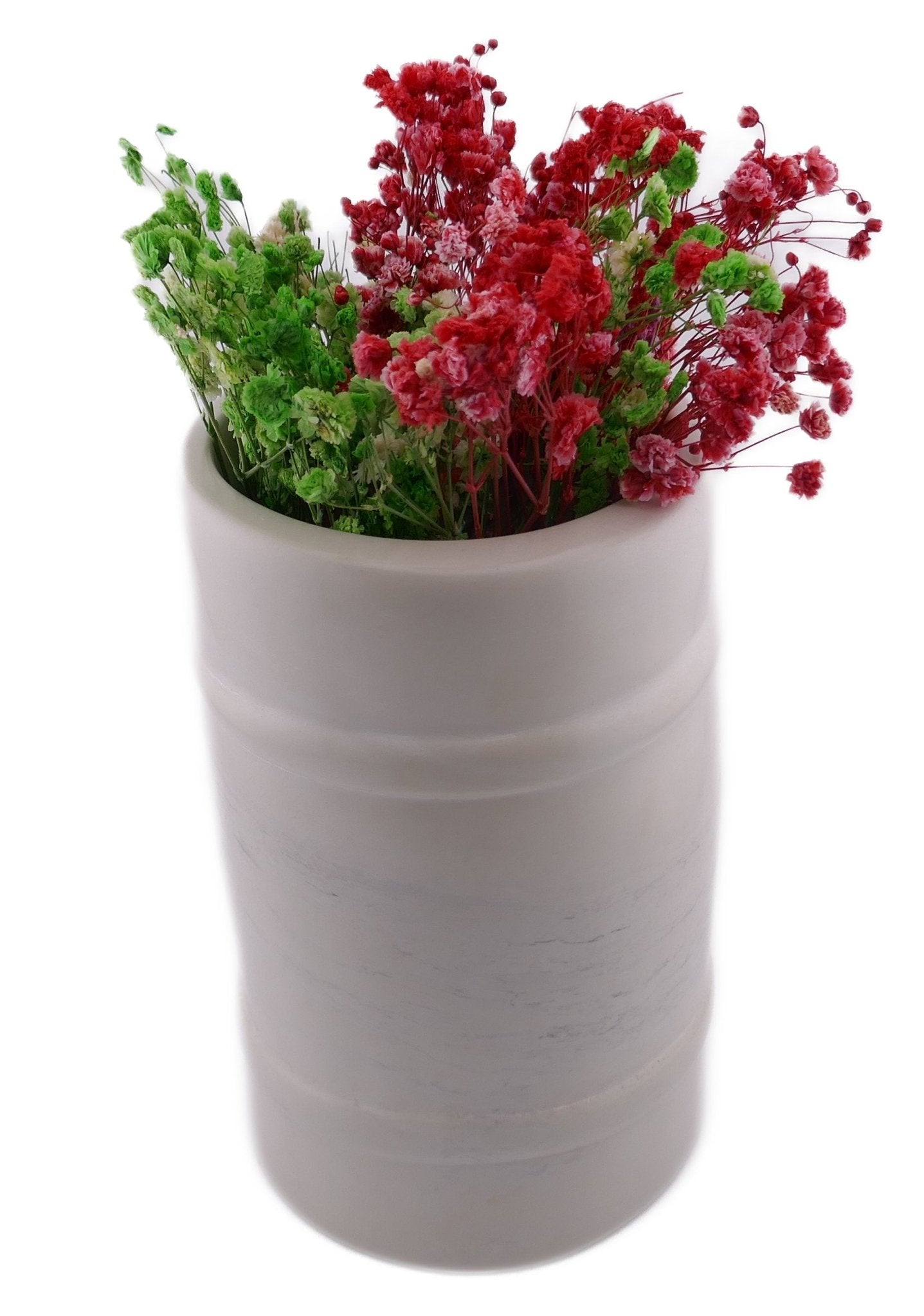 Stone Barrel Vase hand made 16cm 1.5 kg with Storycard - FriendlyTradingCo