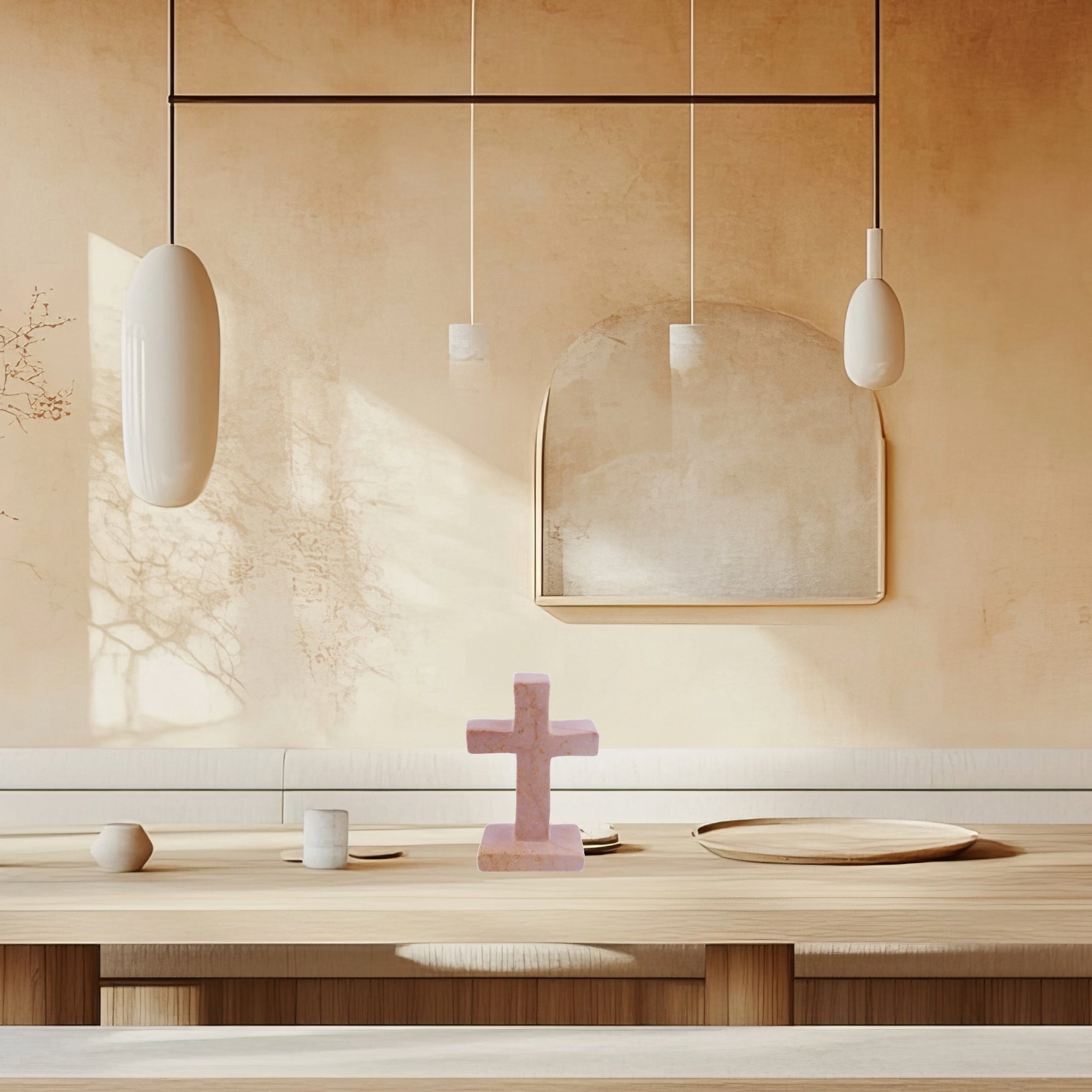 Stone Cross Sculpture // Christian Spiritual sculpture 17 cm // Hand crafted in Africa // +Storycard - FriendlyTradingCo