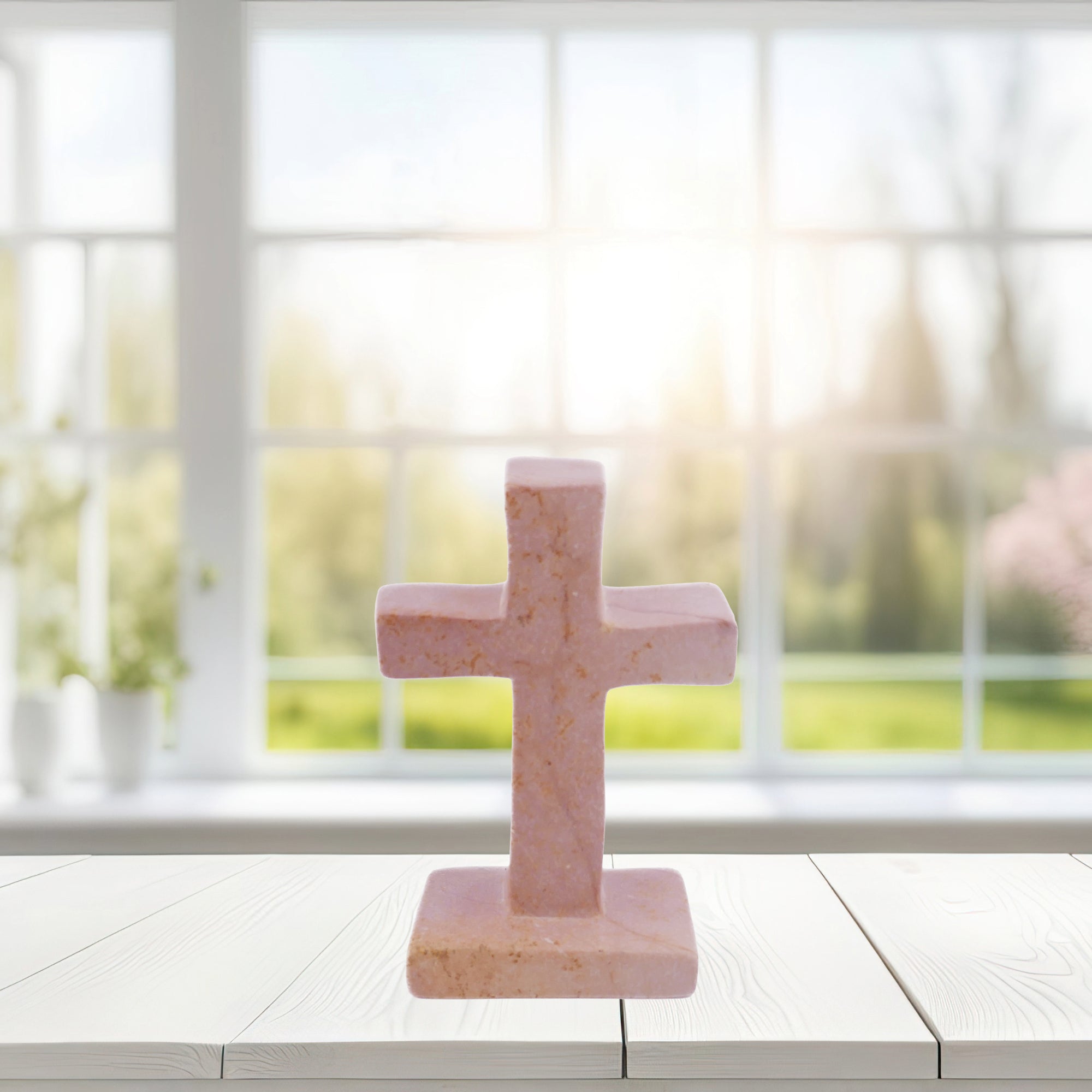 Stone Cross Sculpture // Christian Spiritual sculpture 17 cm // Hand crafted in Africa // +Storycard - FriendlyTradingCo