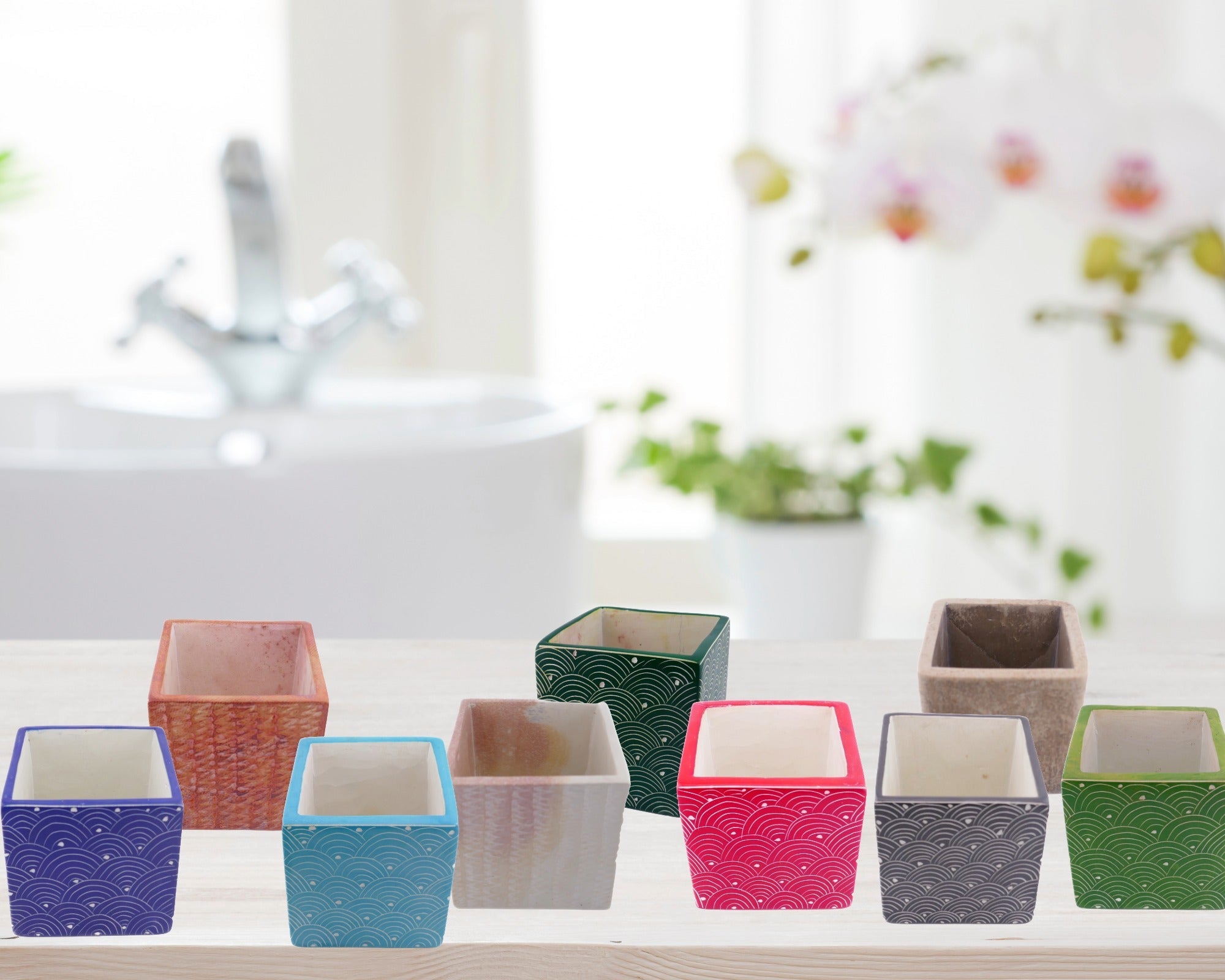 Stone Cube Bathroom Storage Pots // Hand made 10x10x10 cm // with Storycard // many colours - FriendlyTradingCo