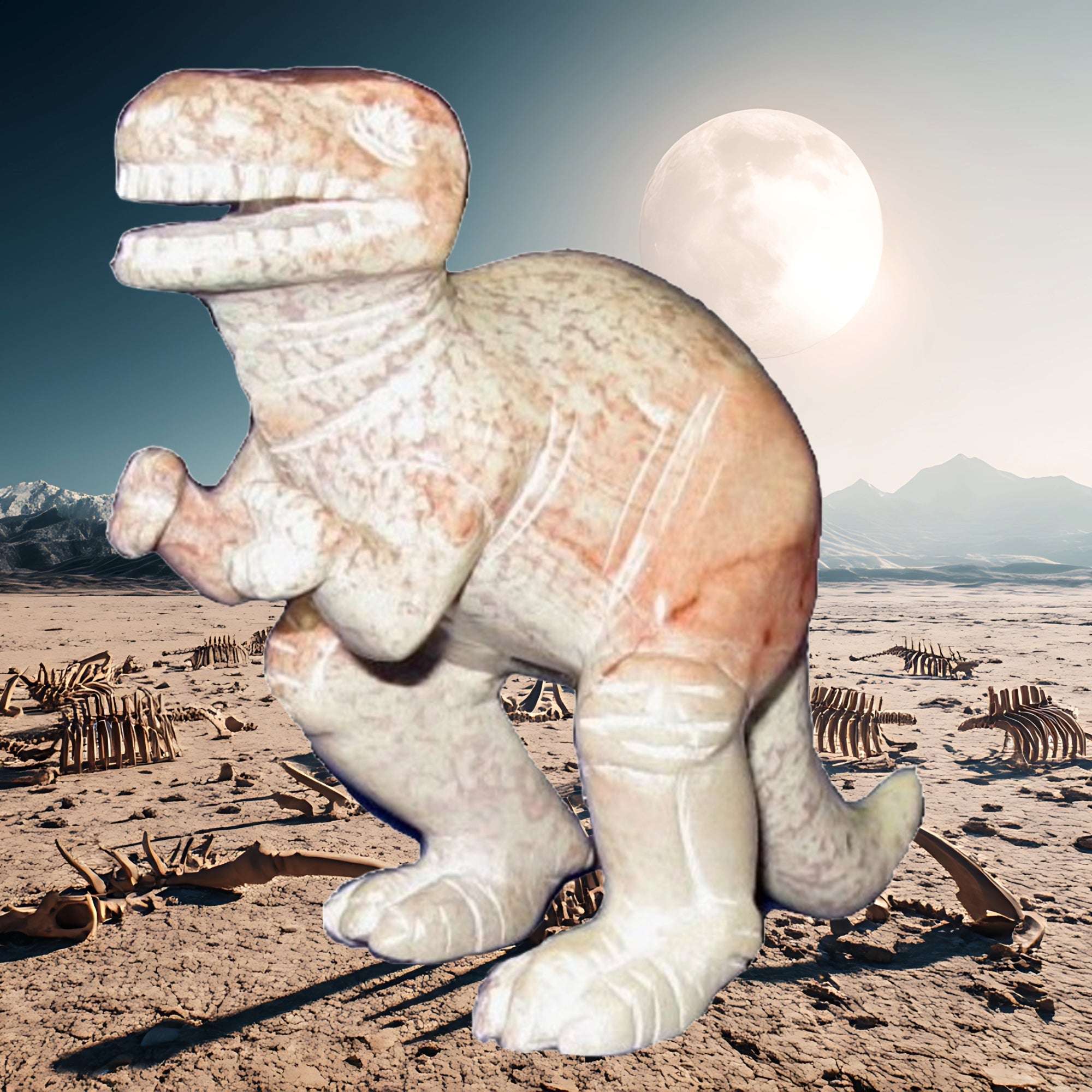 Stone Dinosaur Tyrannosaurus Rex // Handcrafted 10cm / 4 inch // with Story - card - FriendlyTradingCo