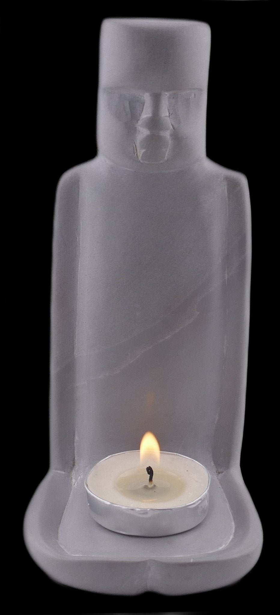 Stone Easter Island Statue Tealight Holder 14cm with Storycard - FriendlyTradingCo